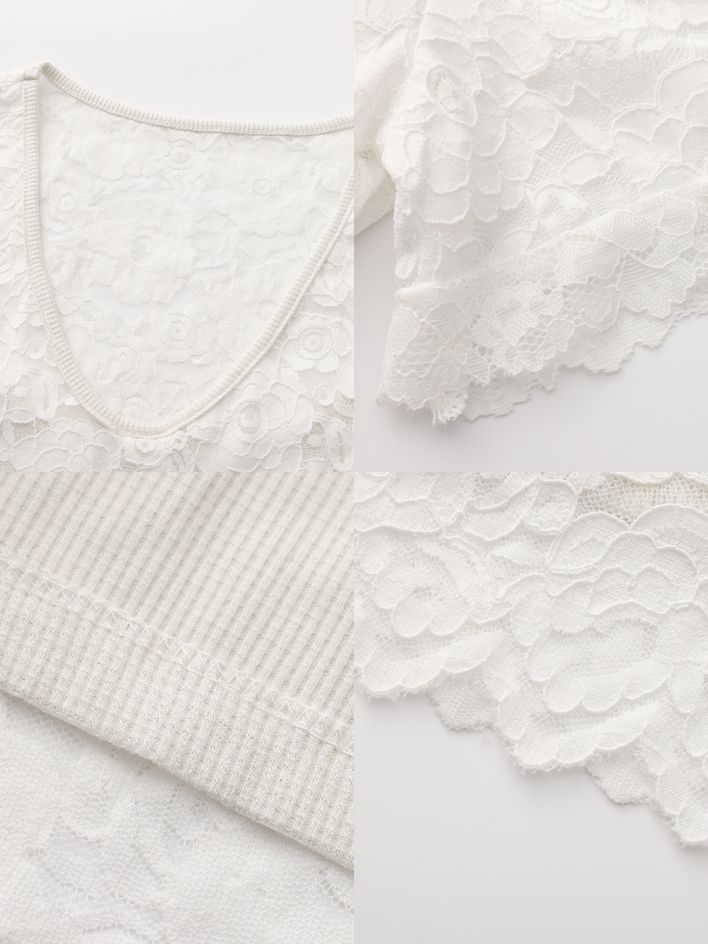 V-Neck Lace Short-Sleeve T-Shirt
