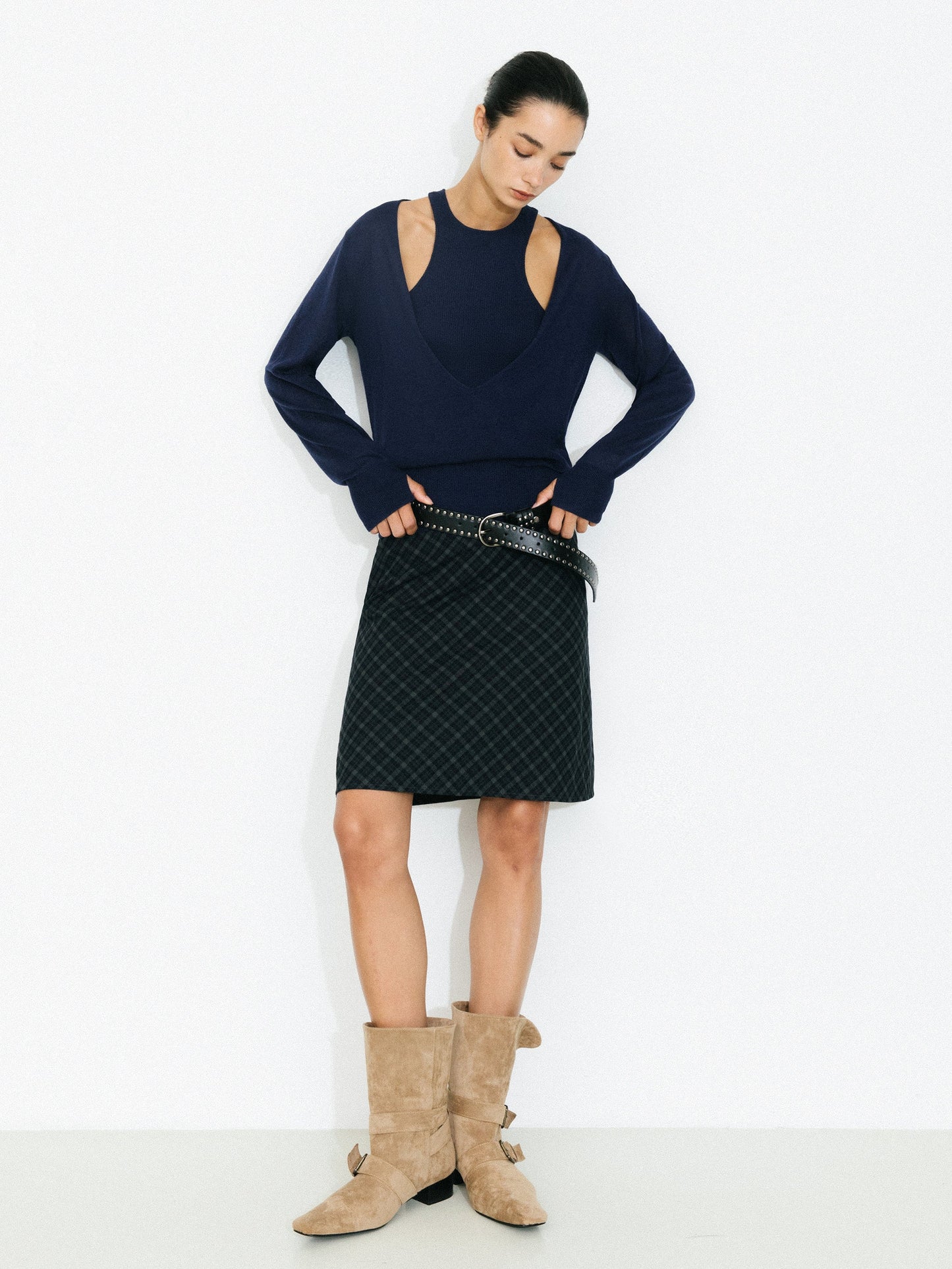 Knit Cardigan and Vest Two-Piece Set