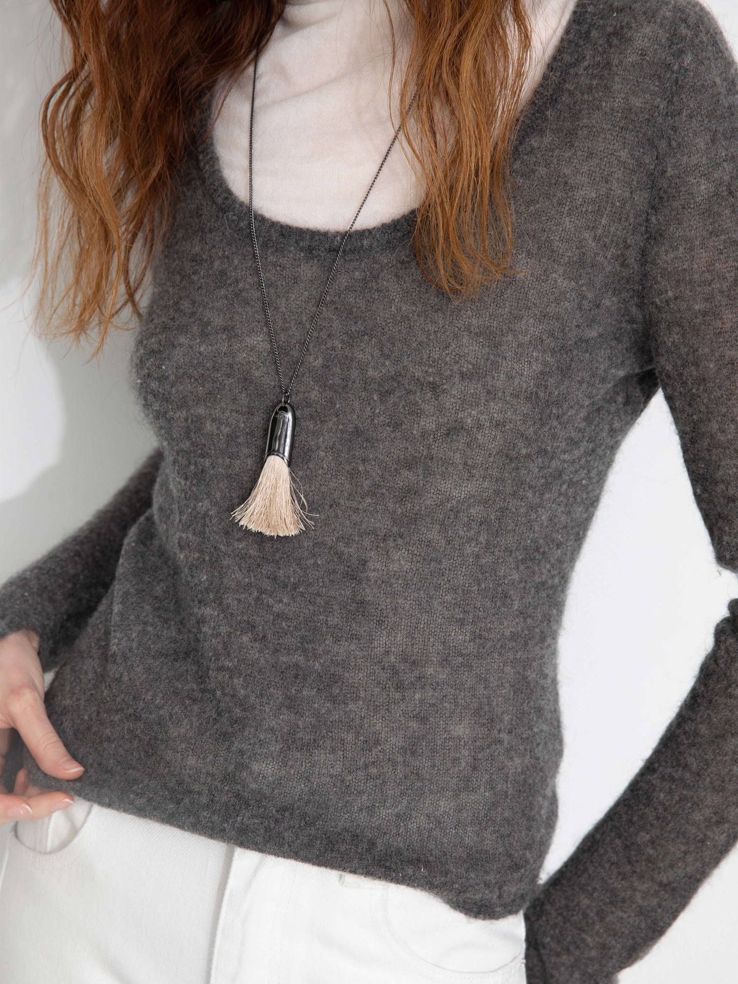 Crew Neck Slim-Fit Knitted Top