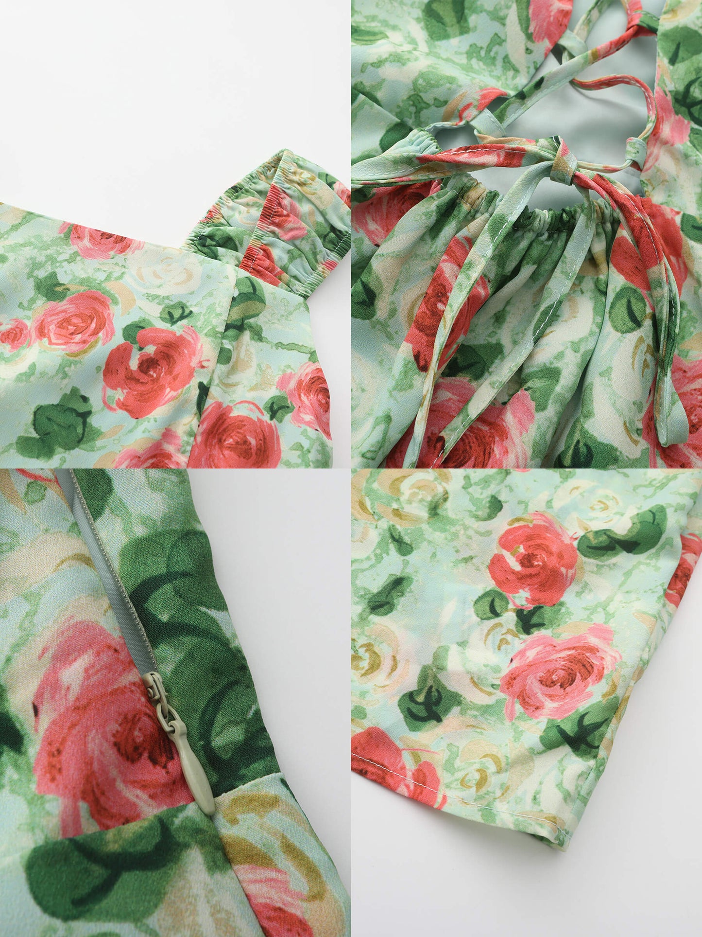 Rose Print Sleeveless Slit Dress