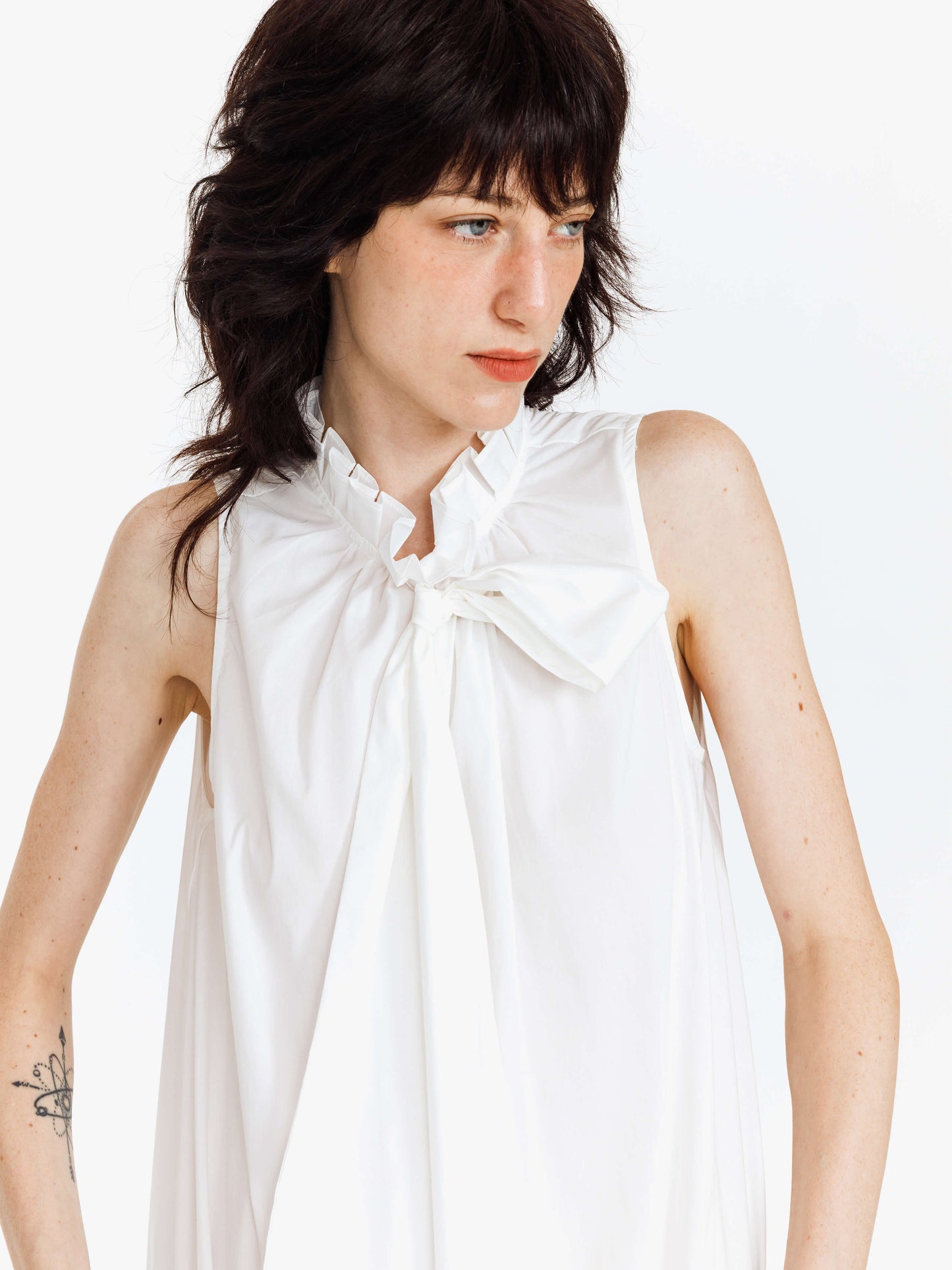 Ruffle Stand Collar Tie A-line Tank Top