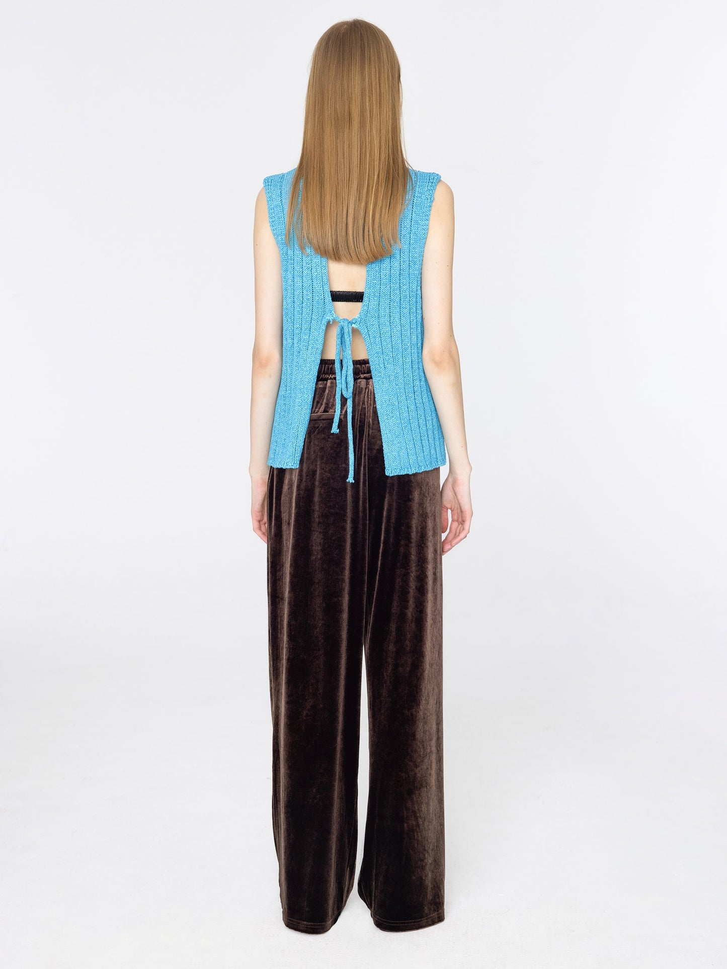 High Waisted Wide Leg Velvet Trousers