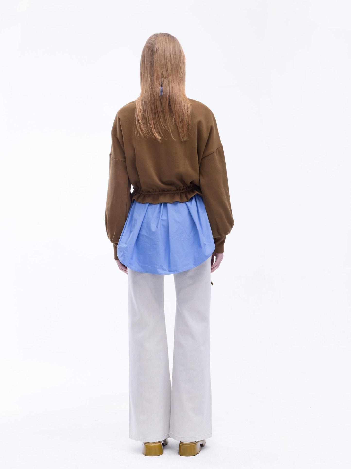 Ruffled Crop Sweatshirt with Side Ties