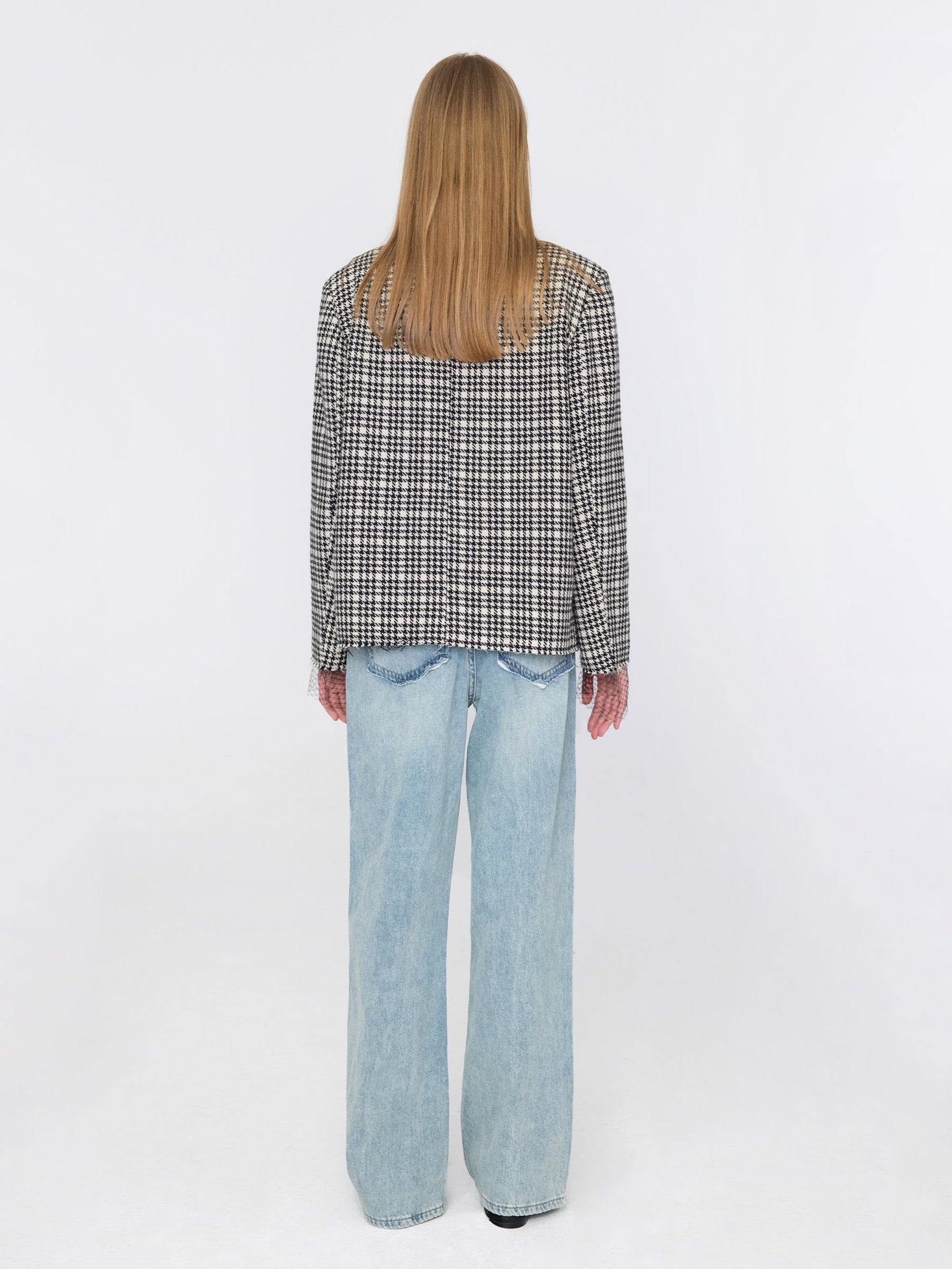 Round Neck Tartan Jacket