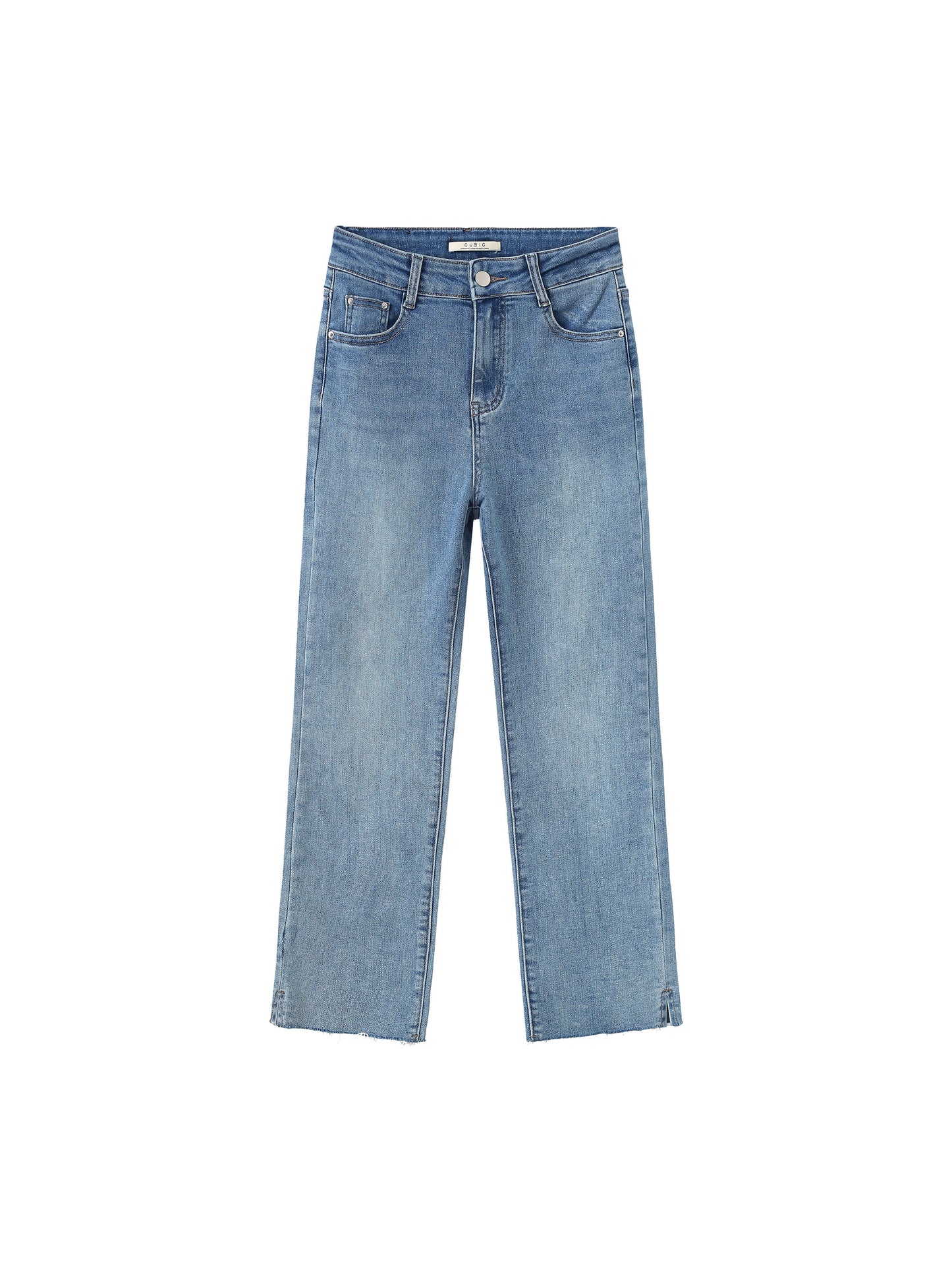 Side Slit Frayed Skinny Fit Jeans