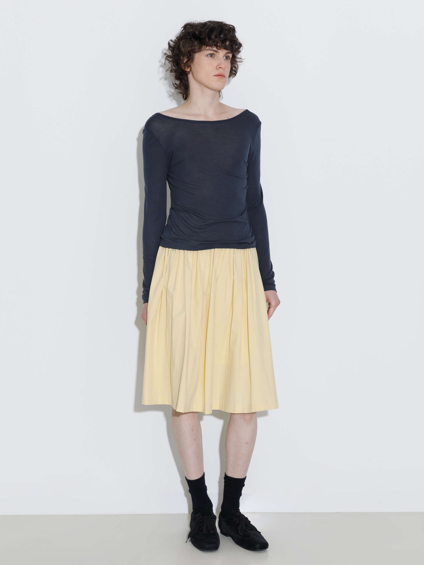 100% Cotton A-Line Midi Skirt