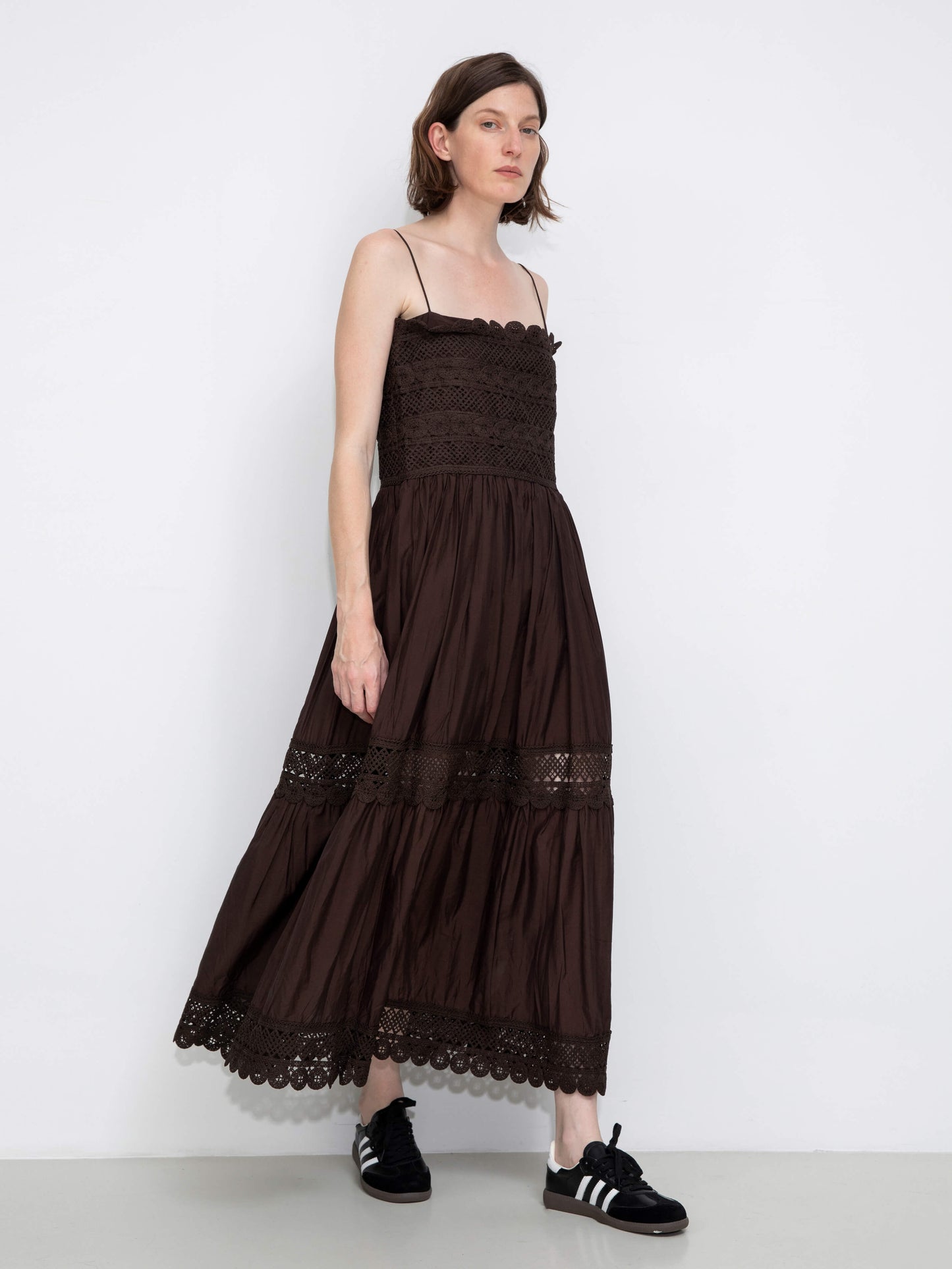 Crochet Lace Panelled Maxi Cami Dress