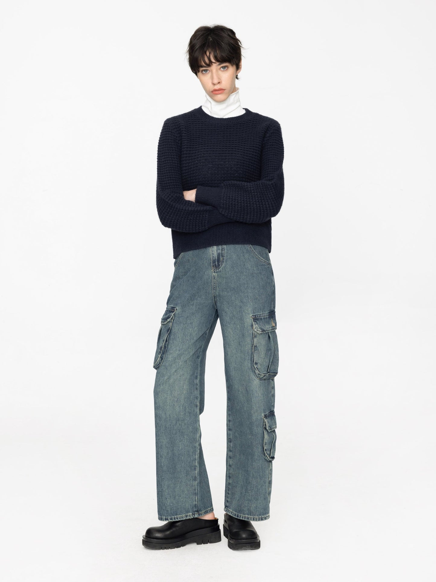 Round Neck Ribbed Knit Sweater