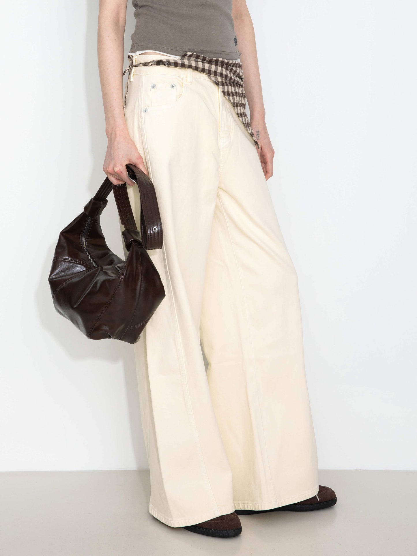 High-Waisted Wide-Leg Straight Jeans