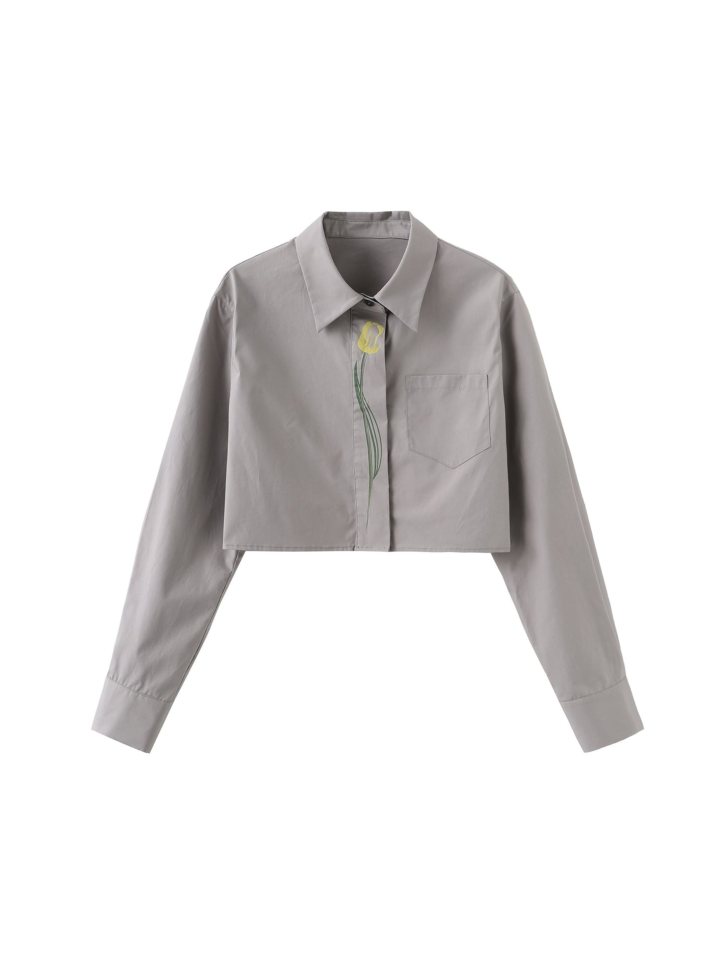 Flower Design Cropped Shirt