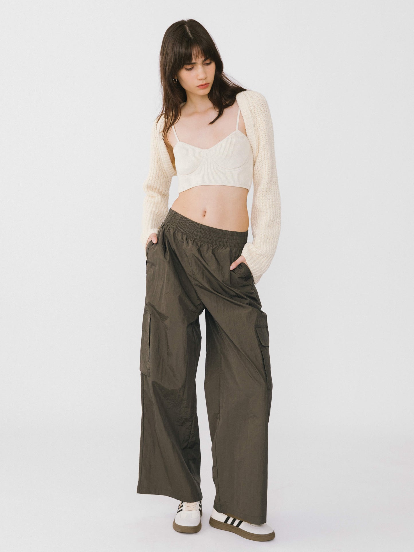 Elasticated Wide Leg Cargo Trousers