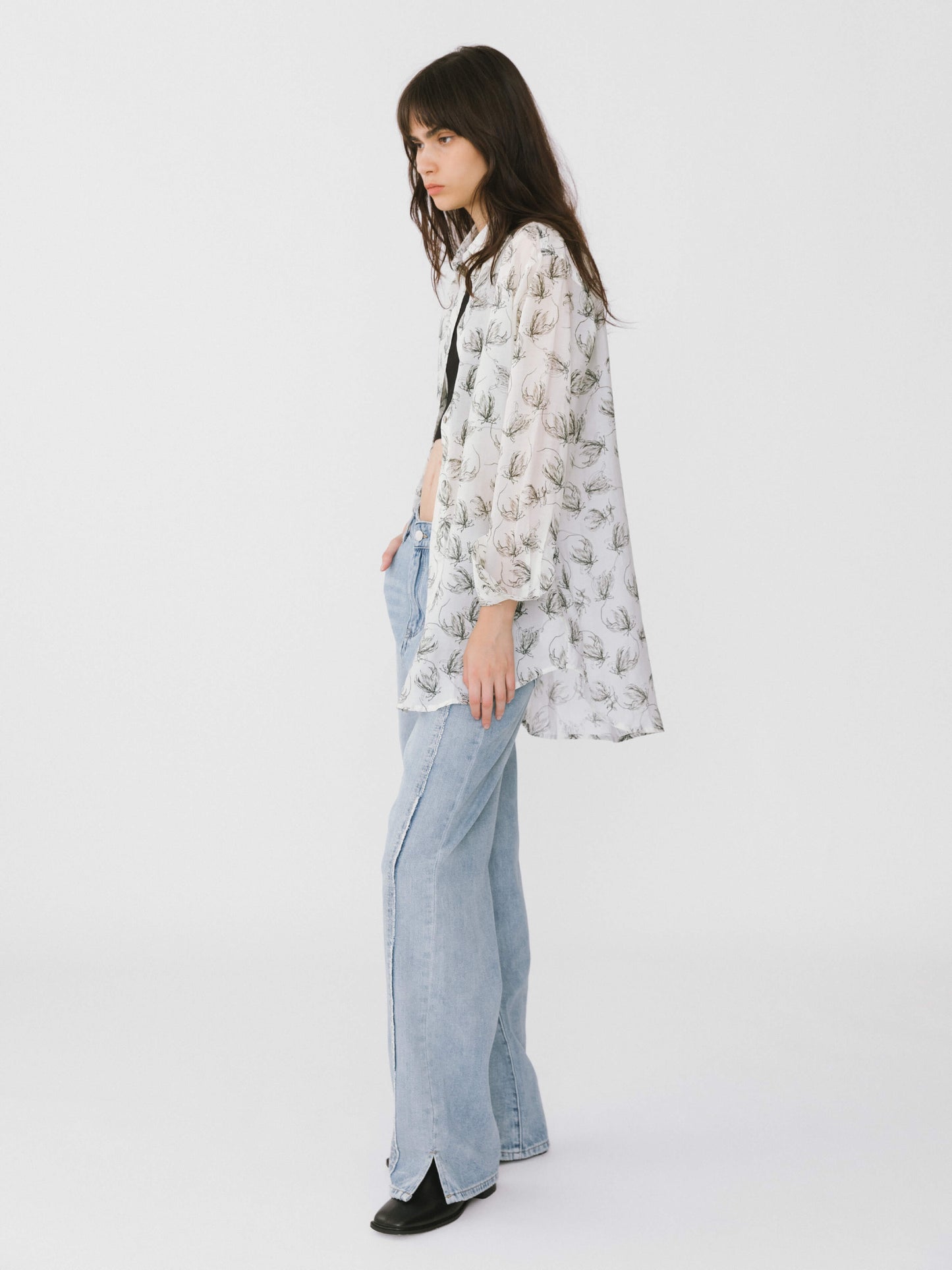 Loose Printed Sheer Shirt