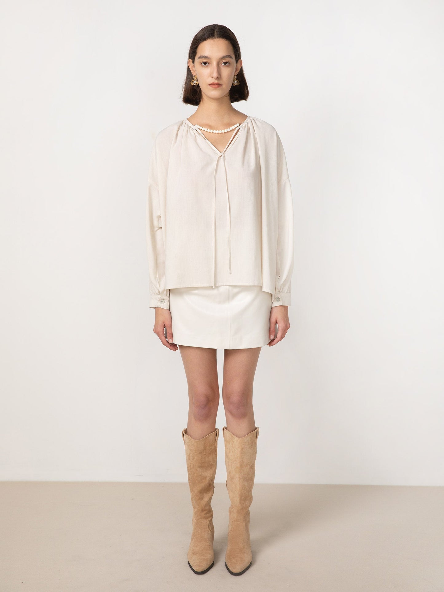 CUBIC Women's Oversized A-line Pleated Blouse