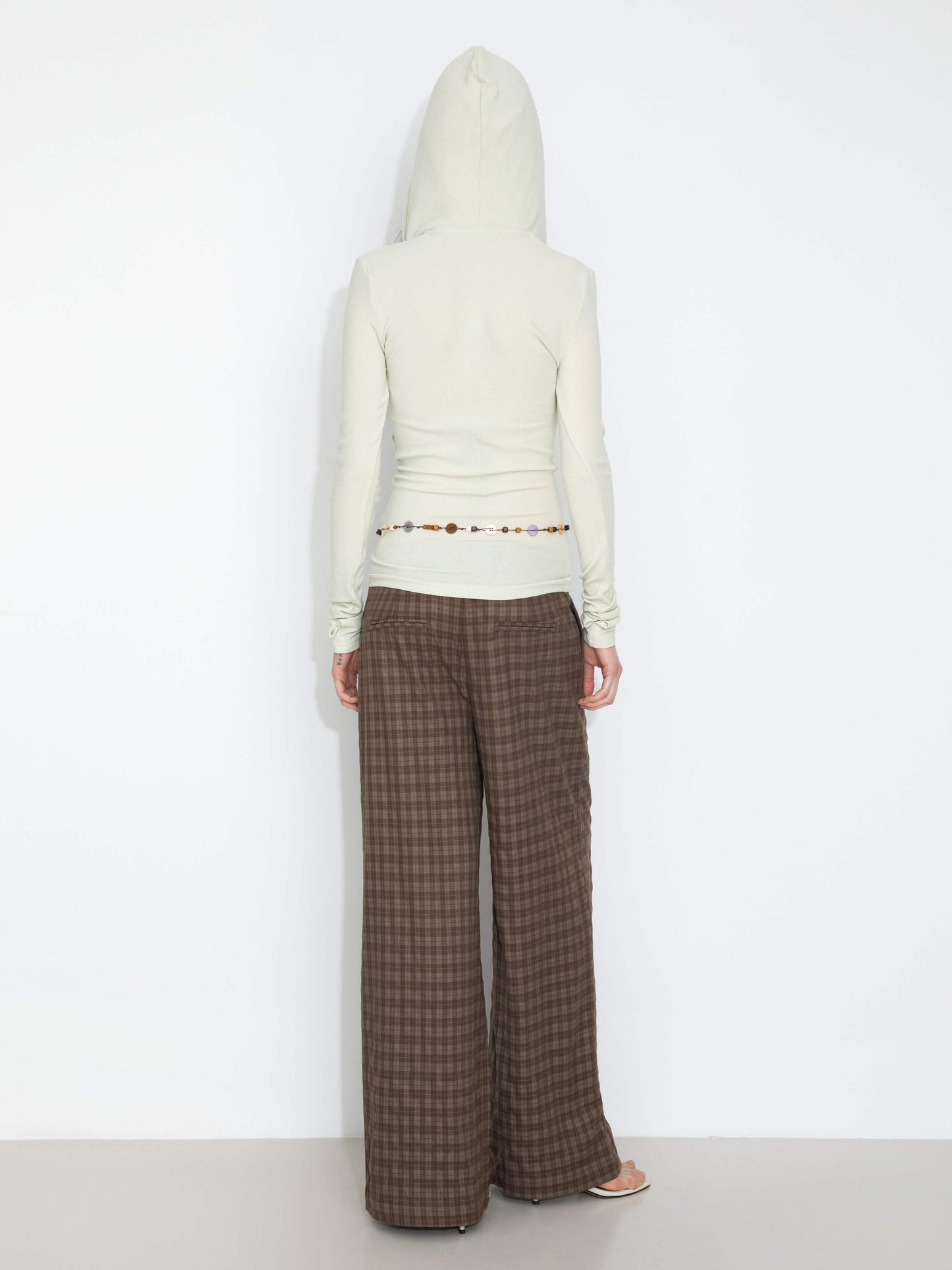 Drawstring Checkered Wide-Leg Casual Pants