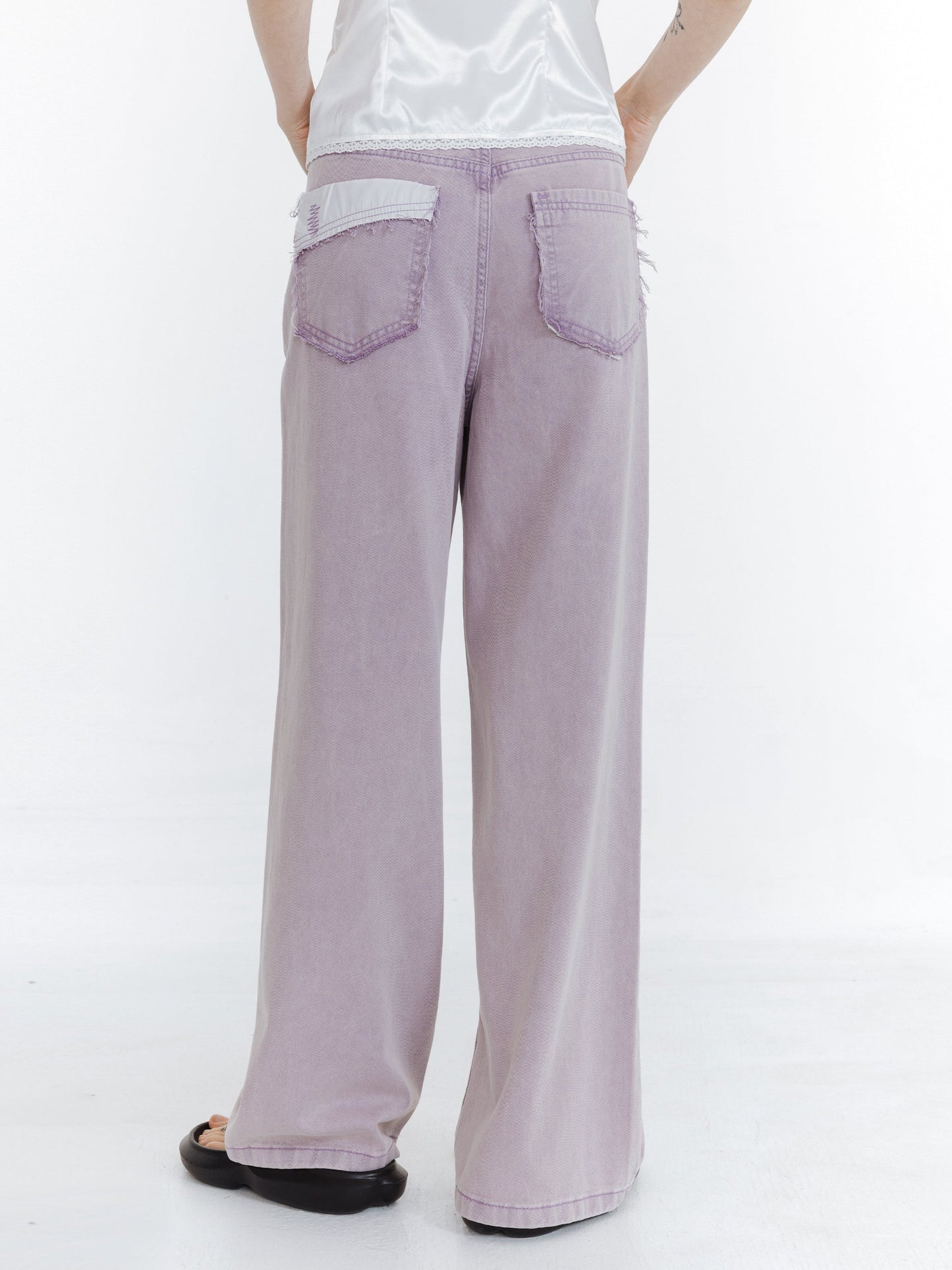High Waist Loose Straight Washed Jeans