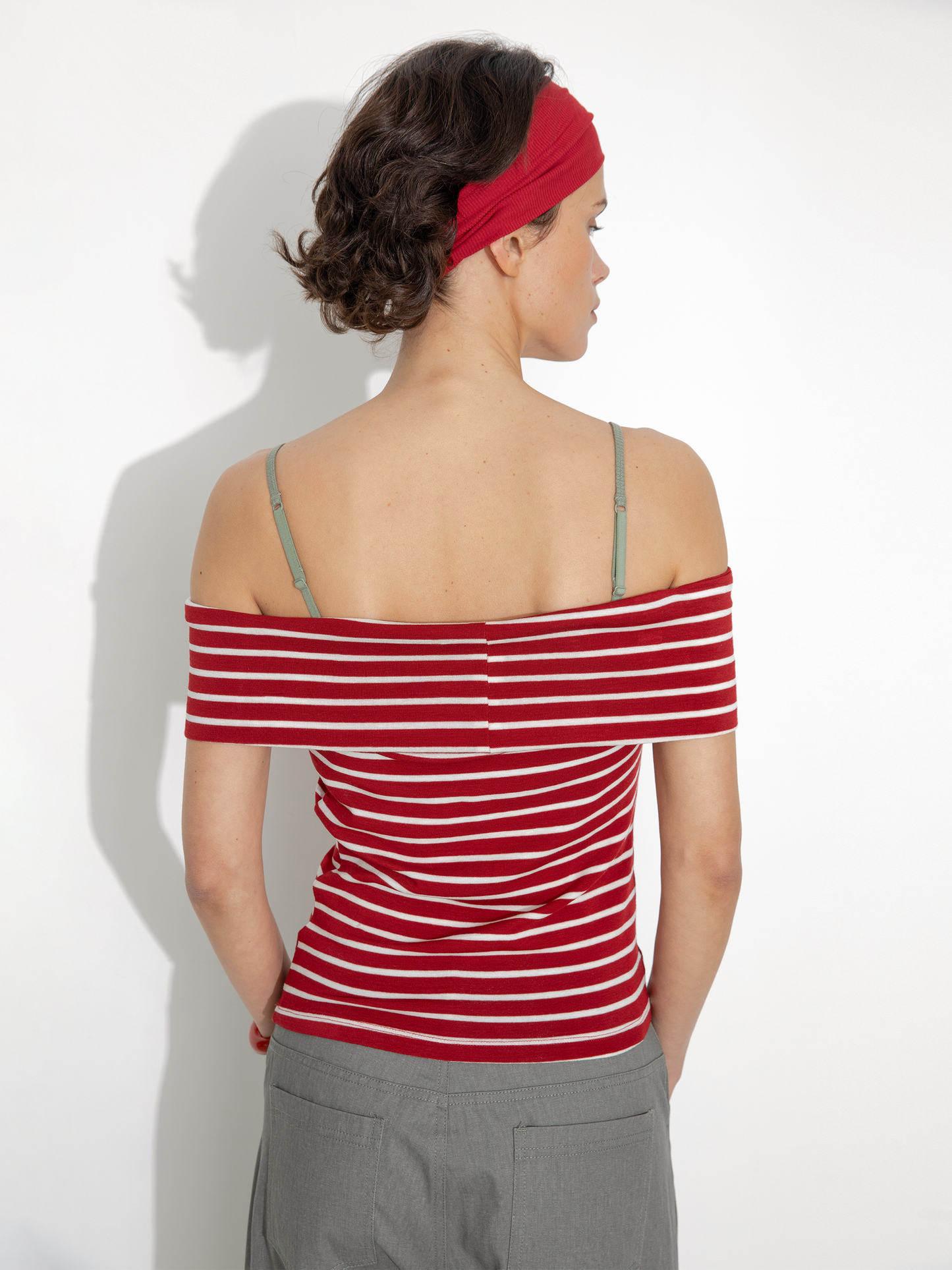 Striped Off-Shoulder Short-Sleeve Top