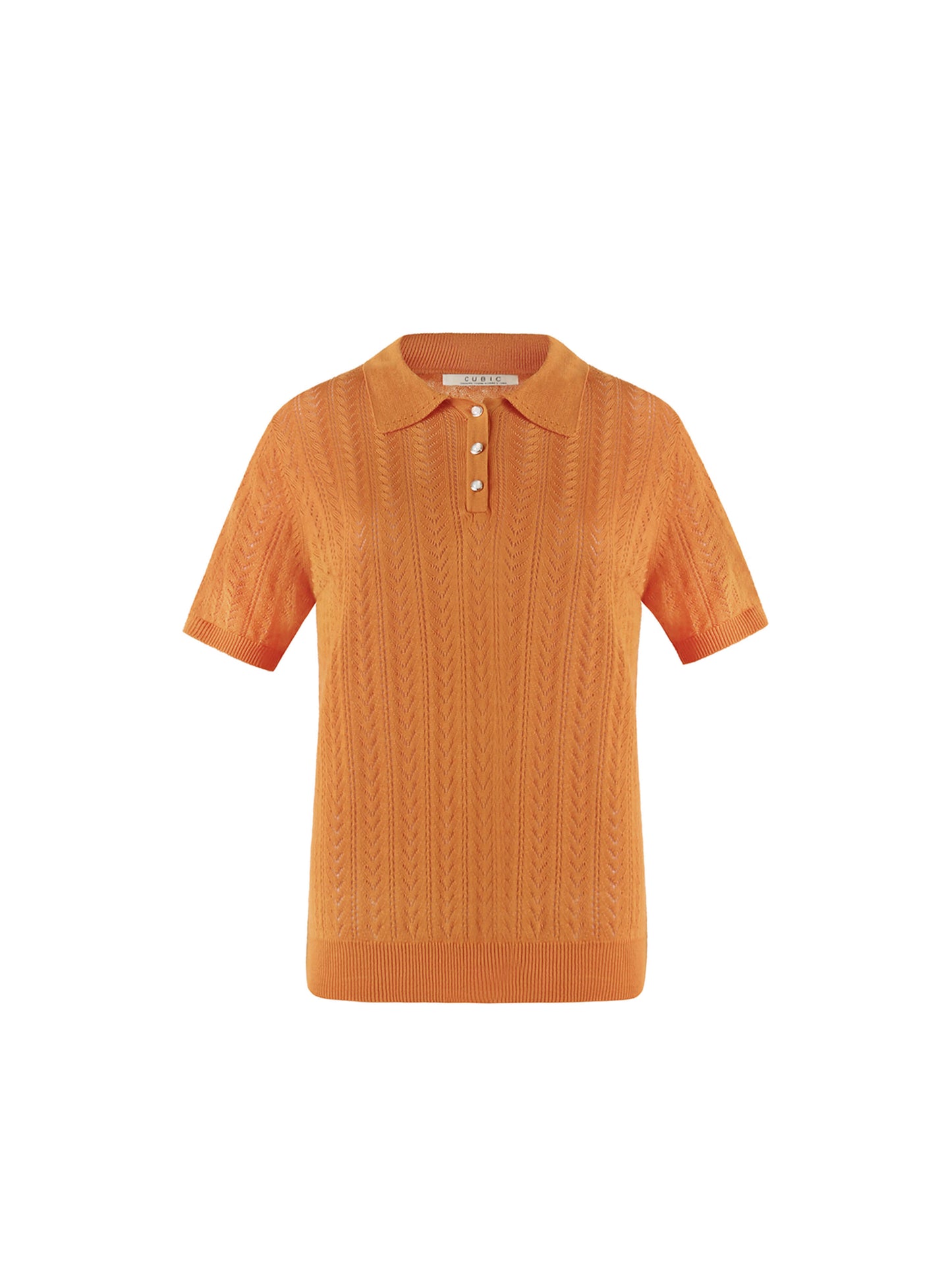 Polo Collar Short Sleeve Knit Top