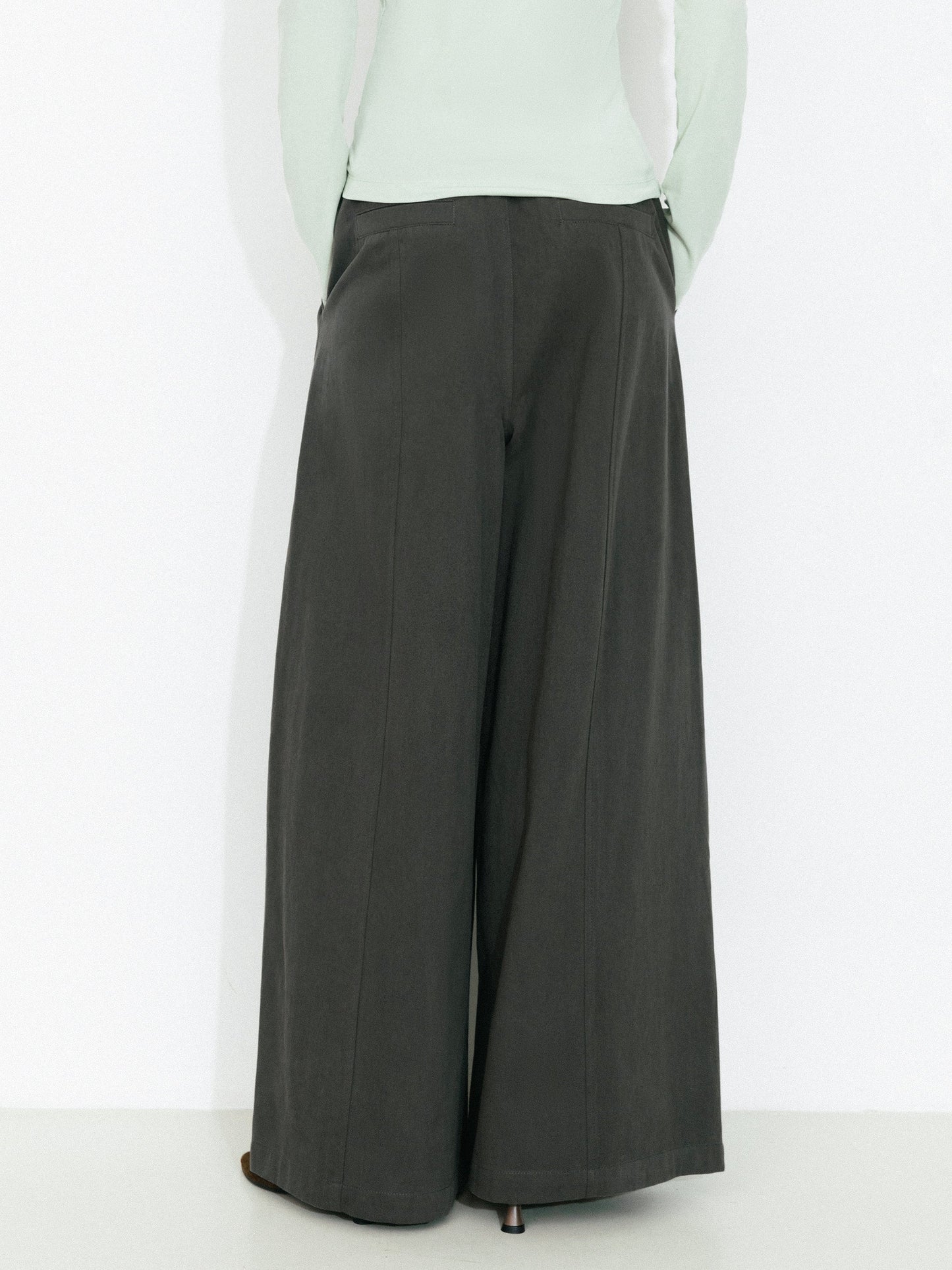 100% Cotton High-Waisted Wide-Leg Casual Trousers