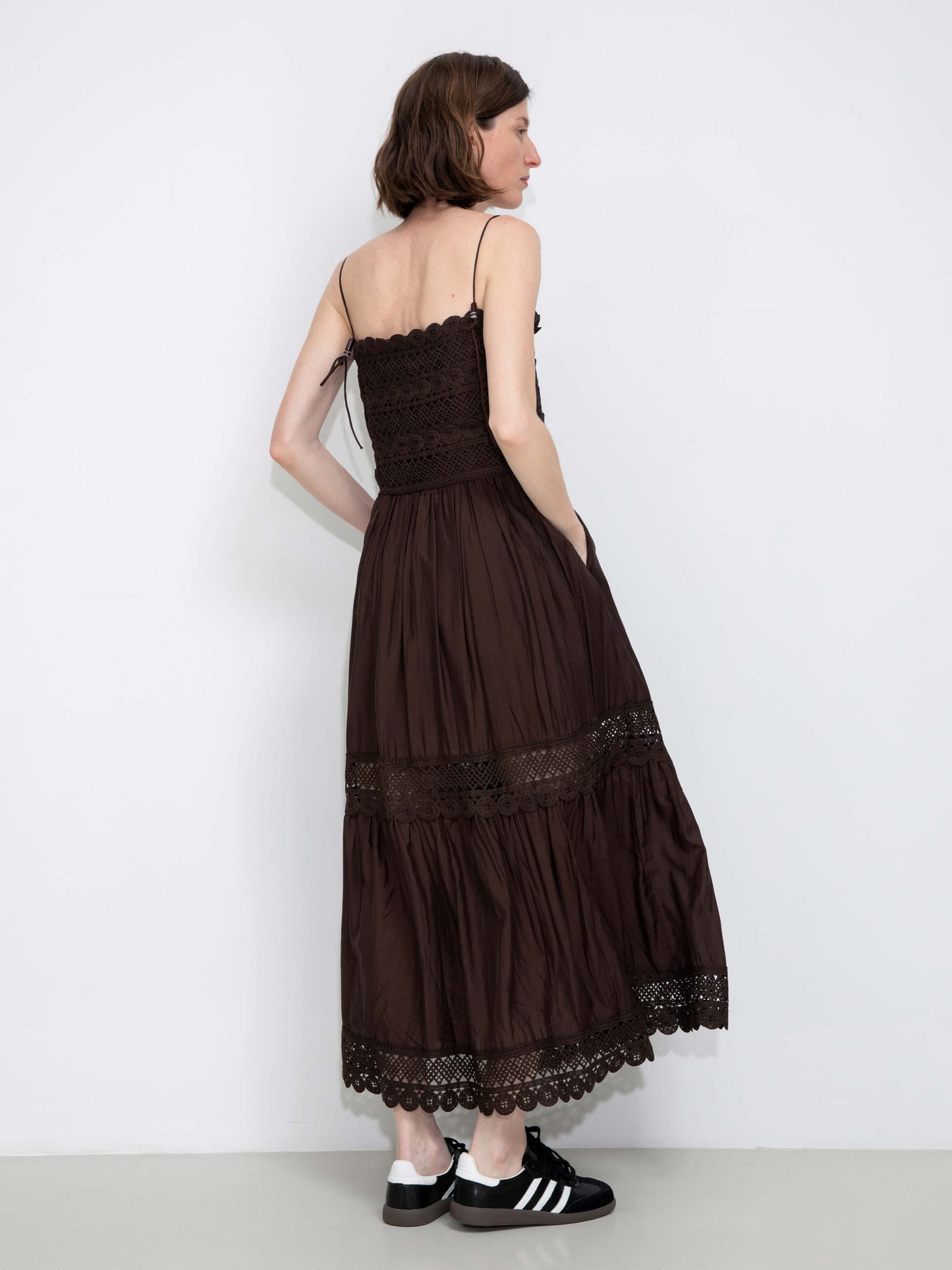 Crochet Lace Panelled Maxi Cami Dress