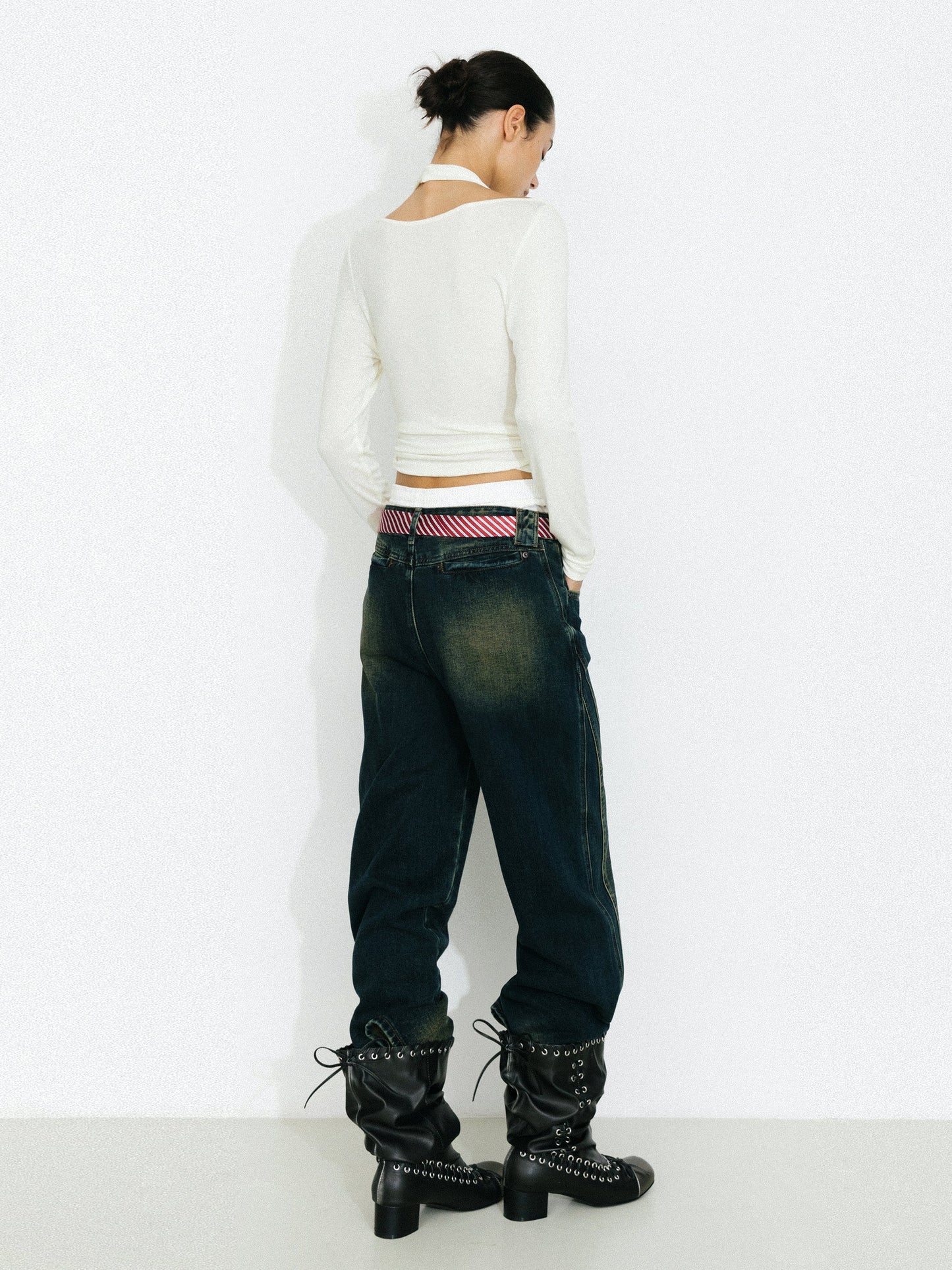 Halter V-Neck Long-Sleeve T-Shirt