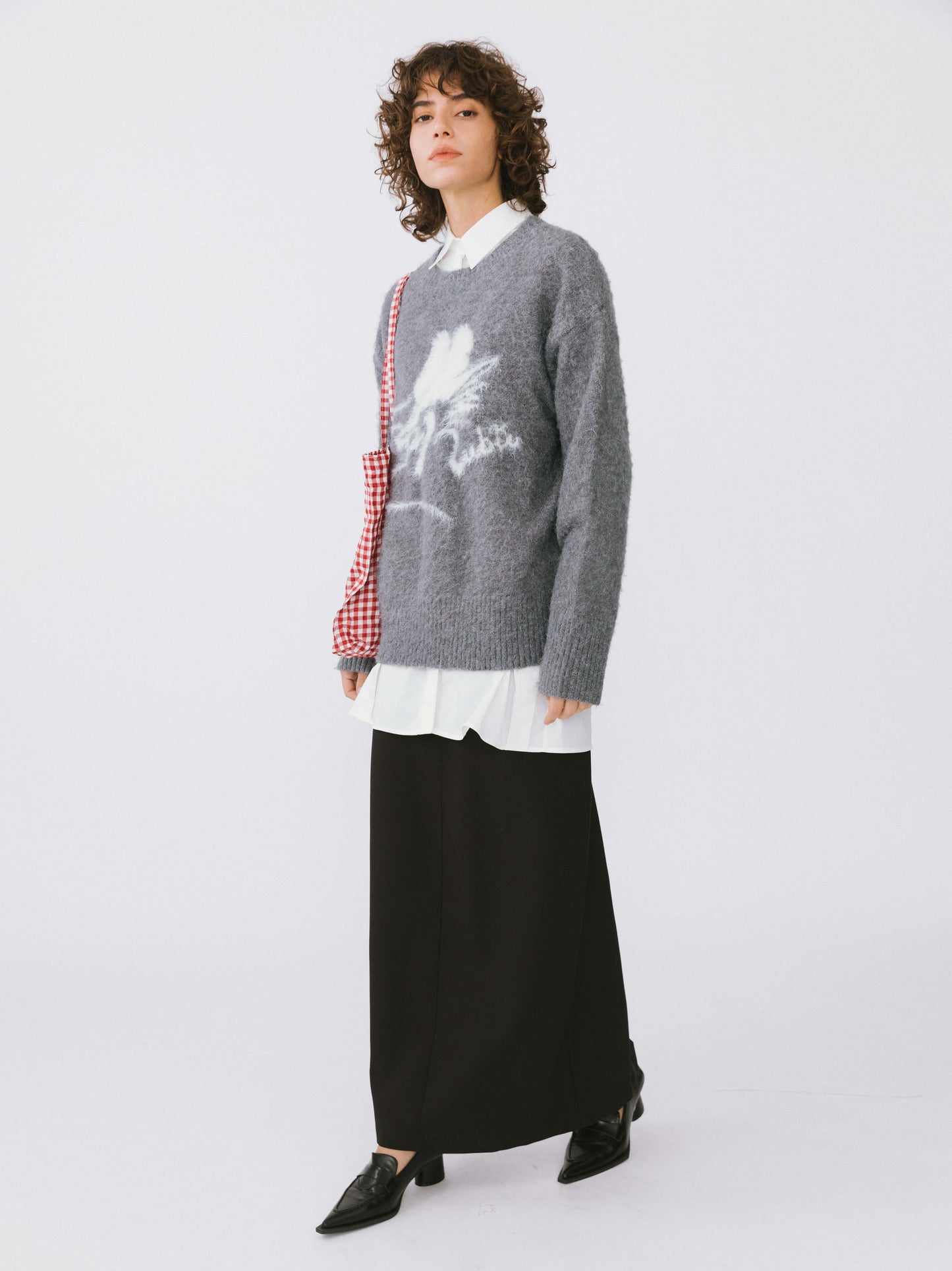 Loose Fit Color Block Jacquard Sweater