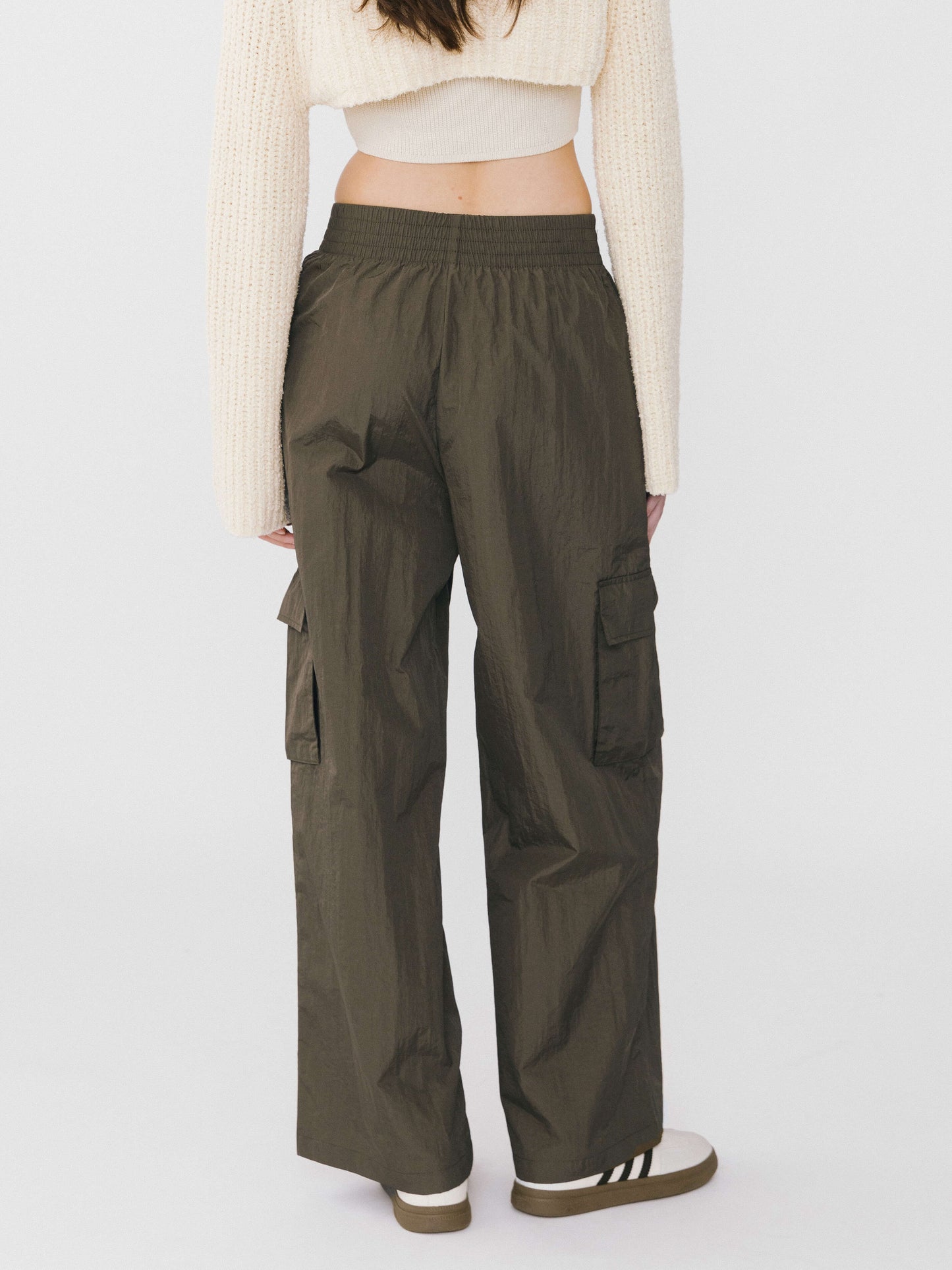 Elasticated Wide Leg Cargo Trousers