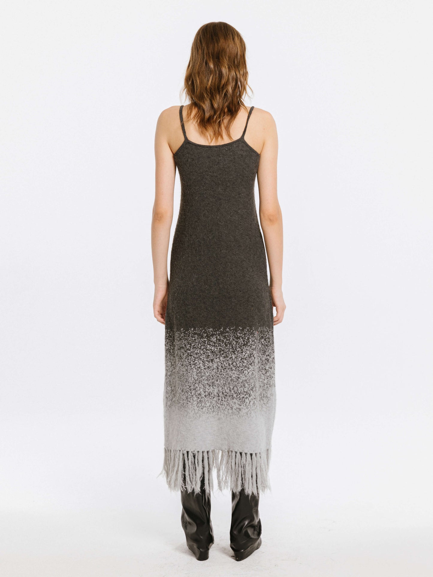 Gradient Knitted Maxi Dress with Wool Blend