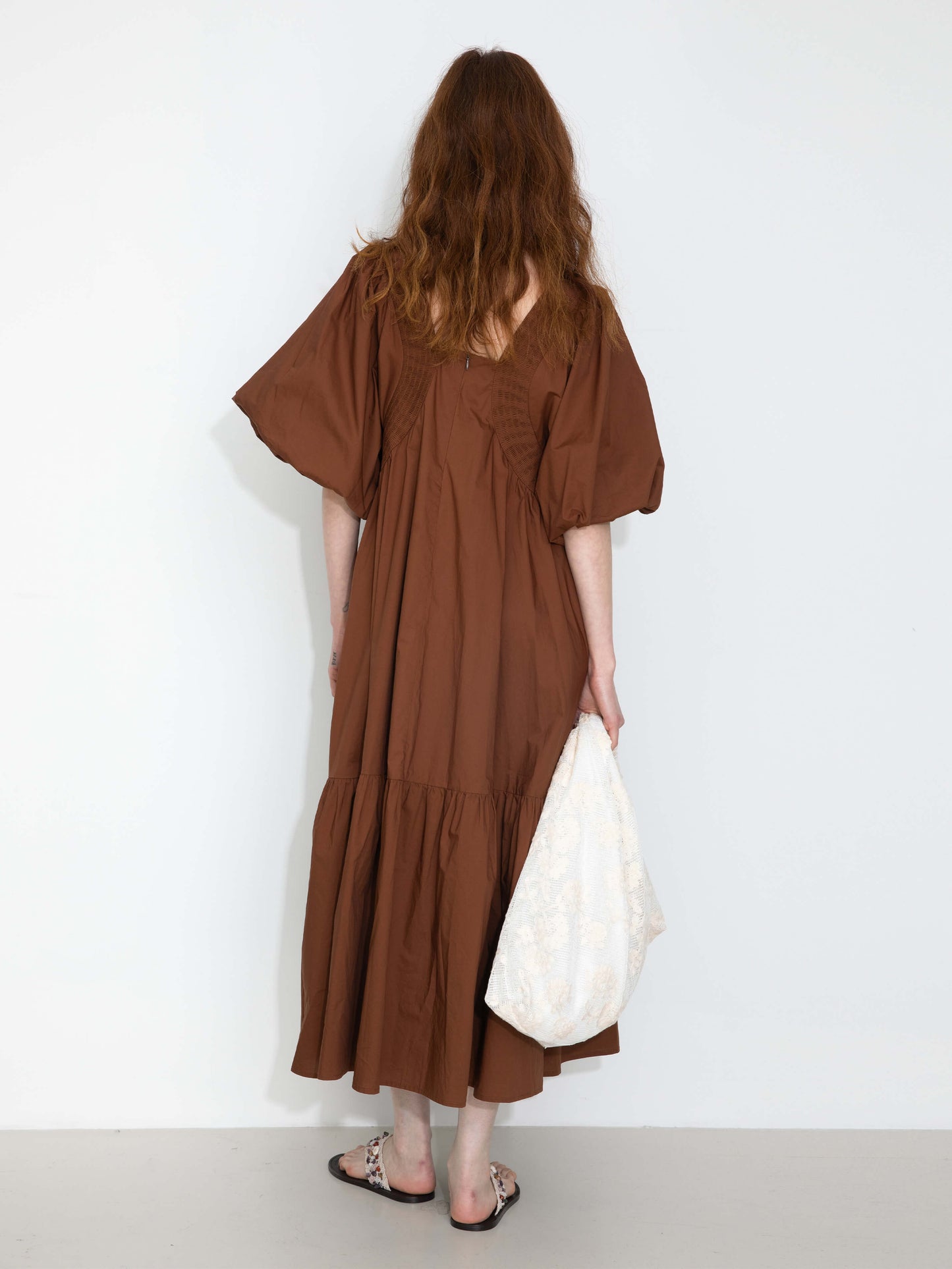100% Cotton Puff Sleeve Loose-Fit Vacation Dress