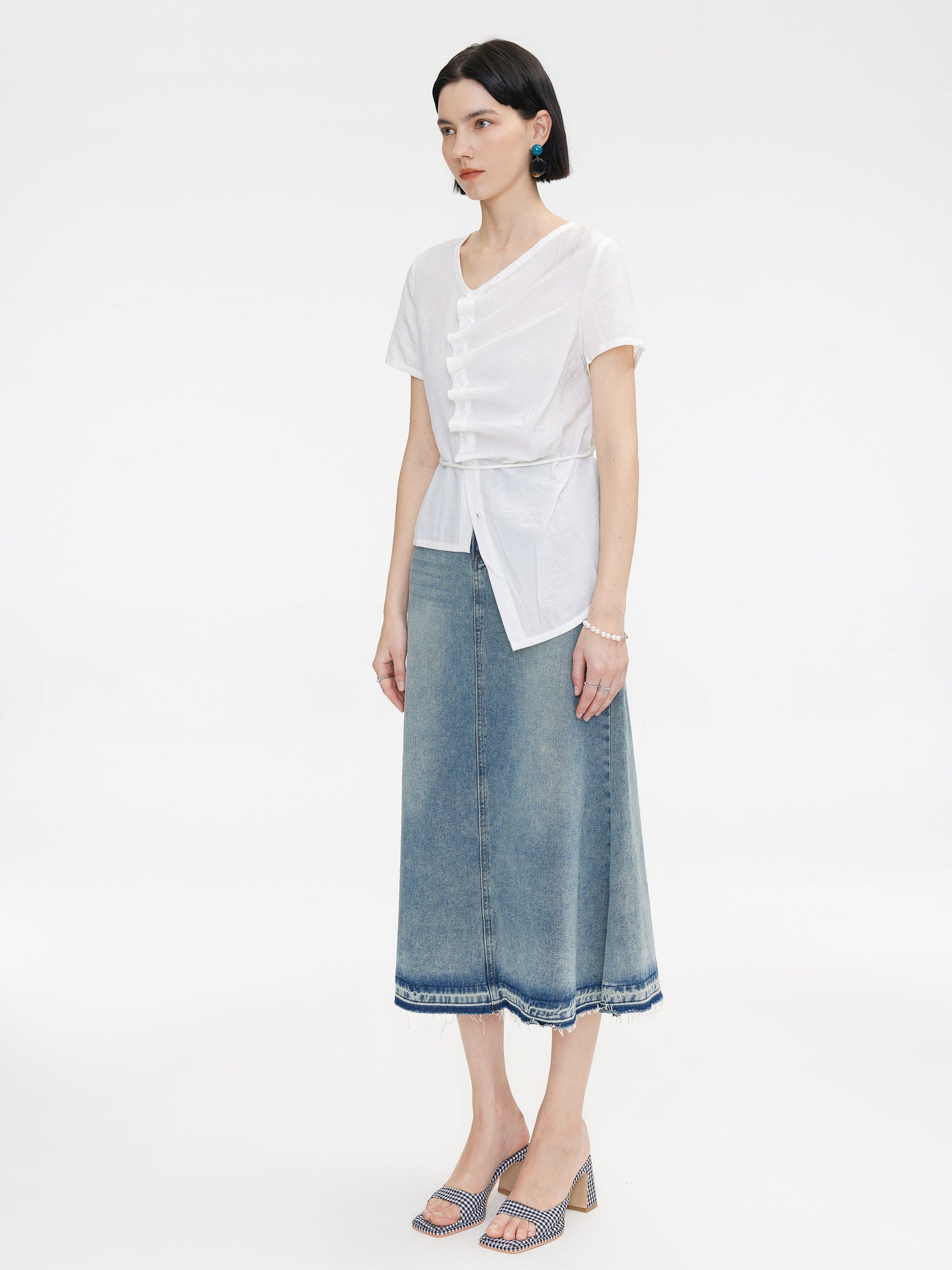 Asymmetric Button Down T-Shirt