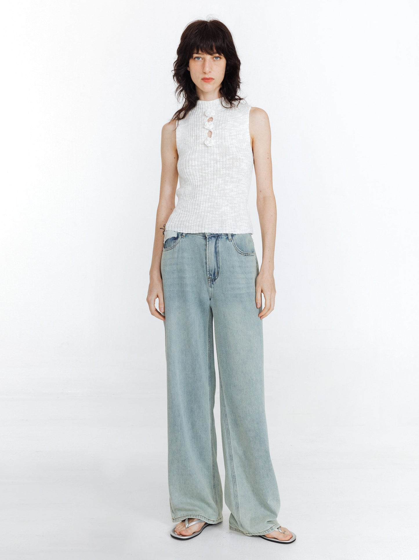 Flower 3D Sleeveless Knit Top