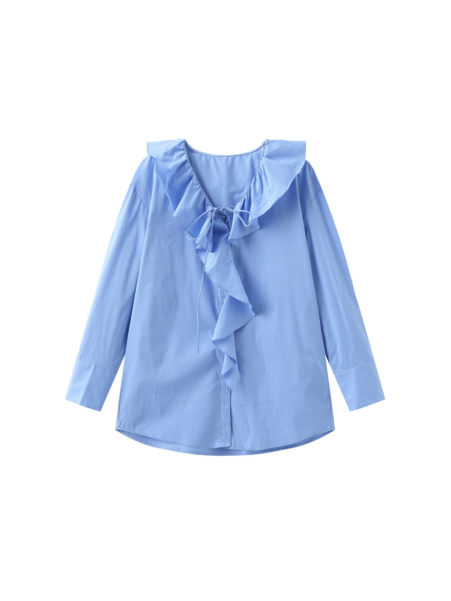 Ruffle Collar Striped Shirt
