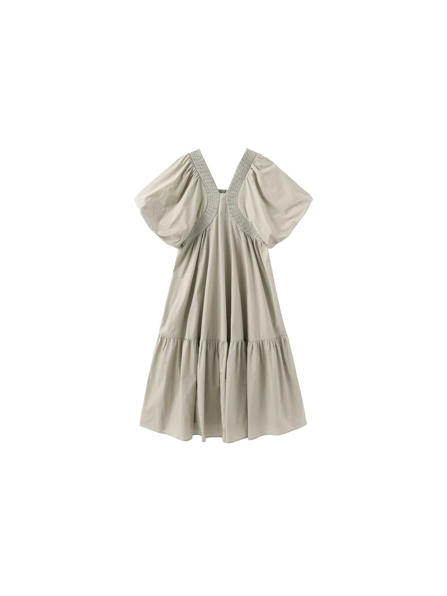 100% Cotton Puff Sleeve Loose-Fit Vacation Dress