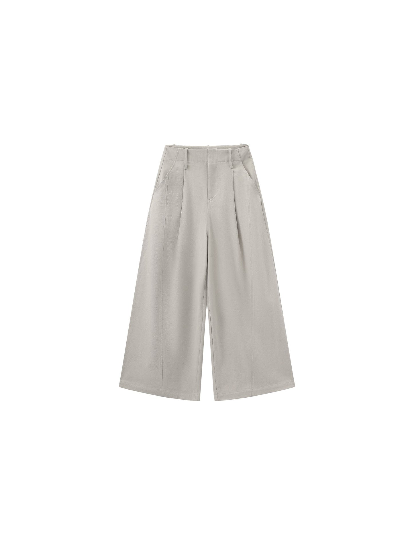 100% Cotton High-Waisted Wide-Leg Casual Trousers