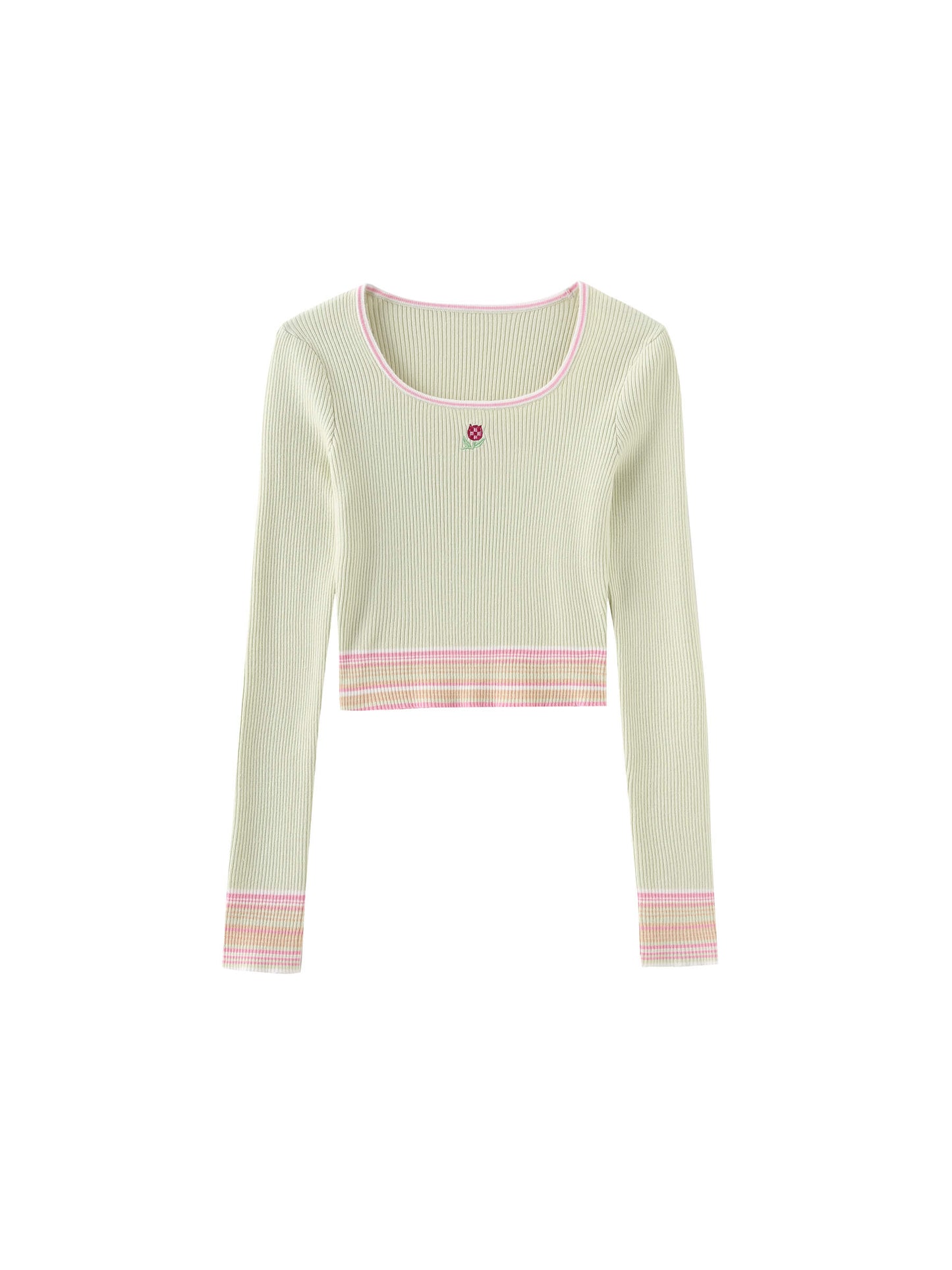 Boat Neck Long Sleeve Knit Top