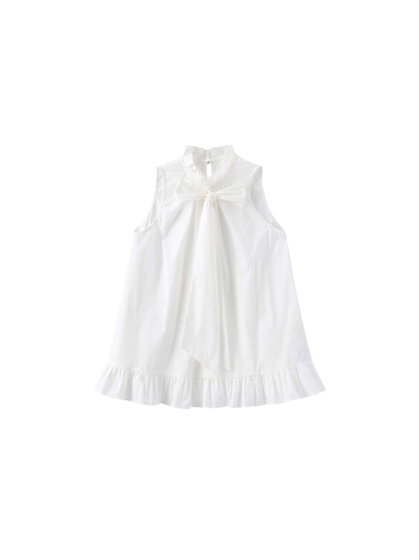 Ruffle Stand Collar Tie A-line Tank Top