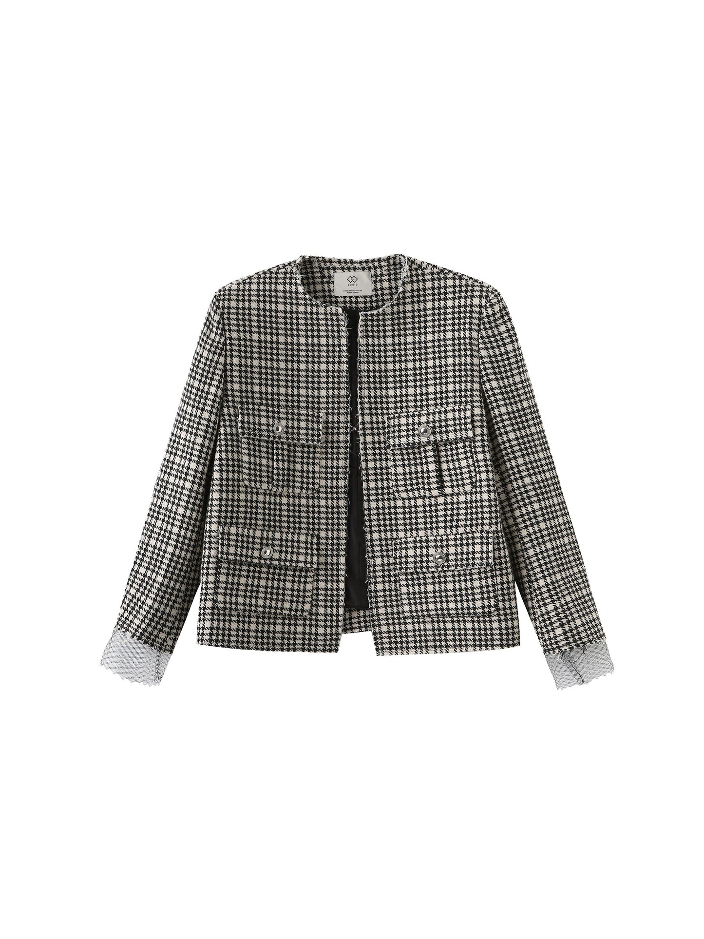 Round Neck Tartan Jacket