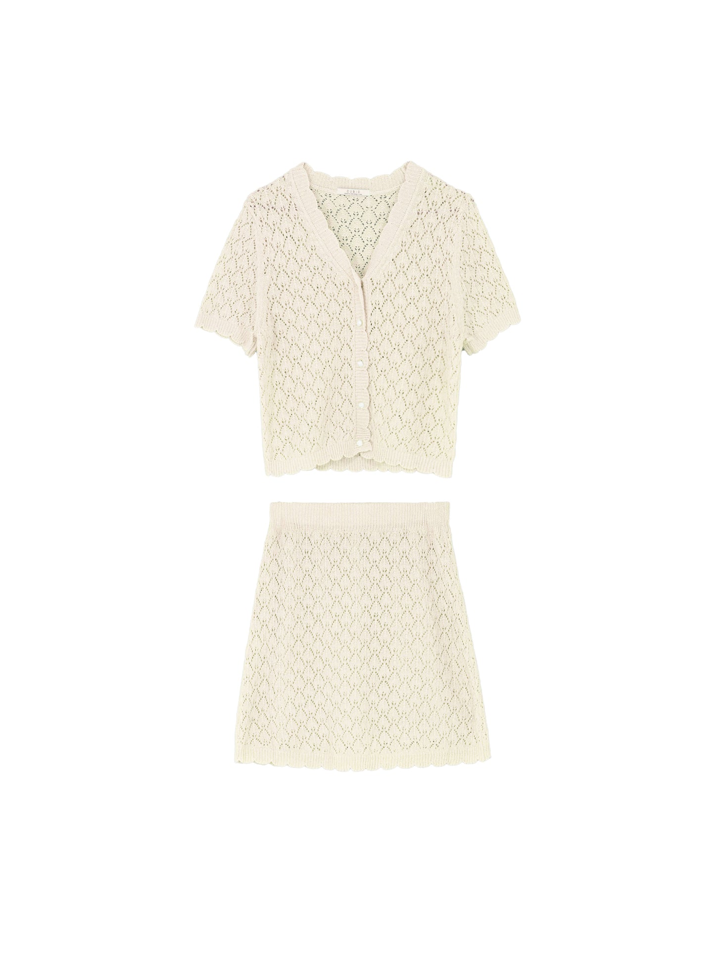 Thin Lace Knit Cardigan and Mini Skirt Set