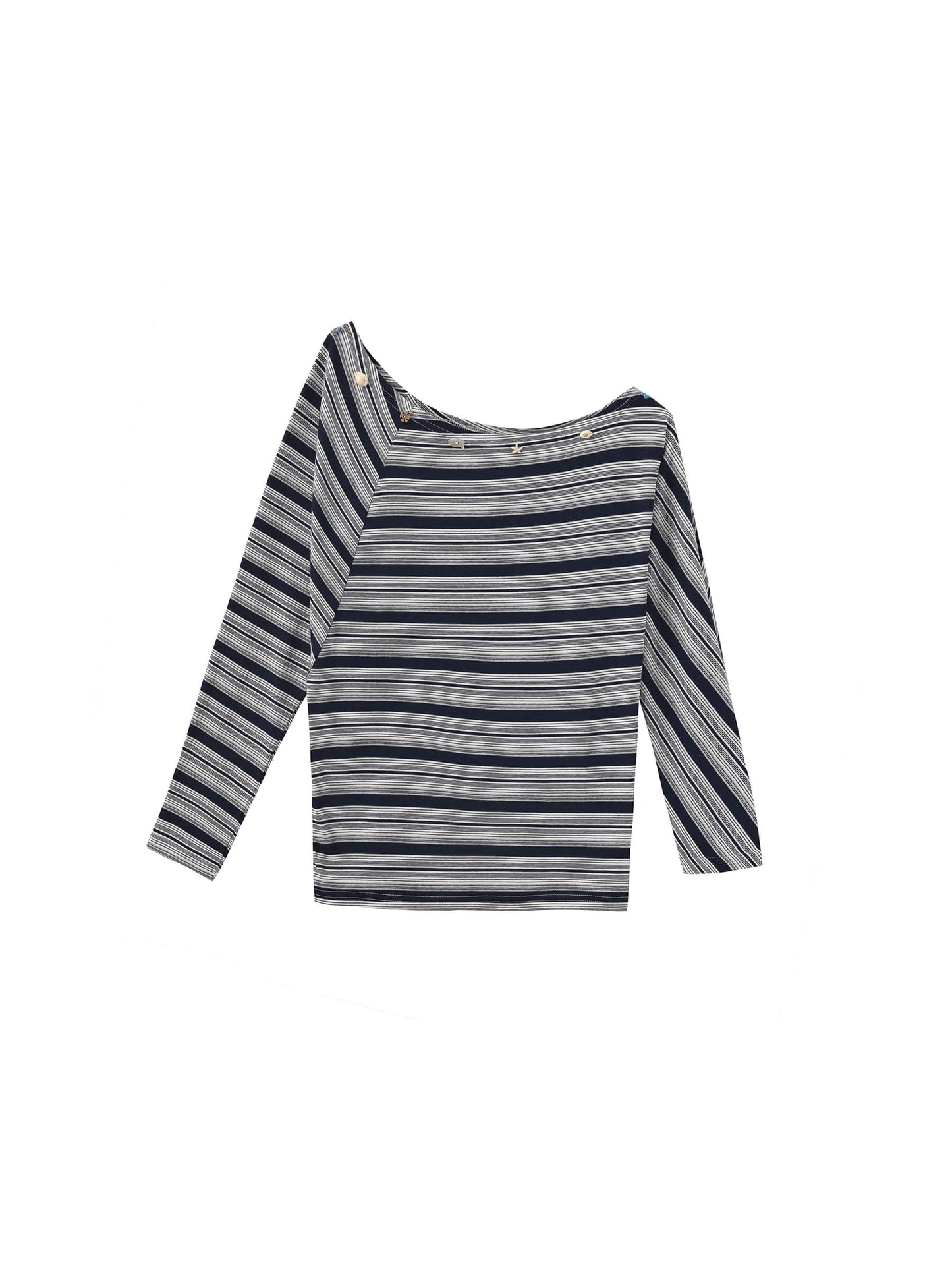 Off-Shoulder Striped Long-Sleeve Tee