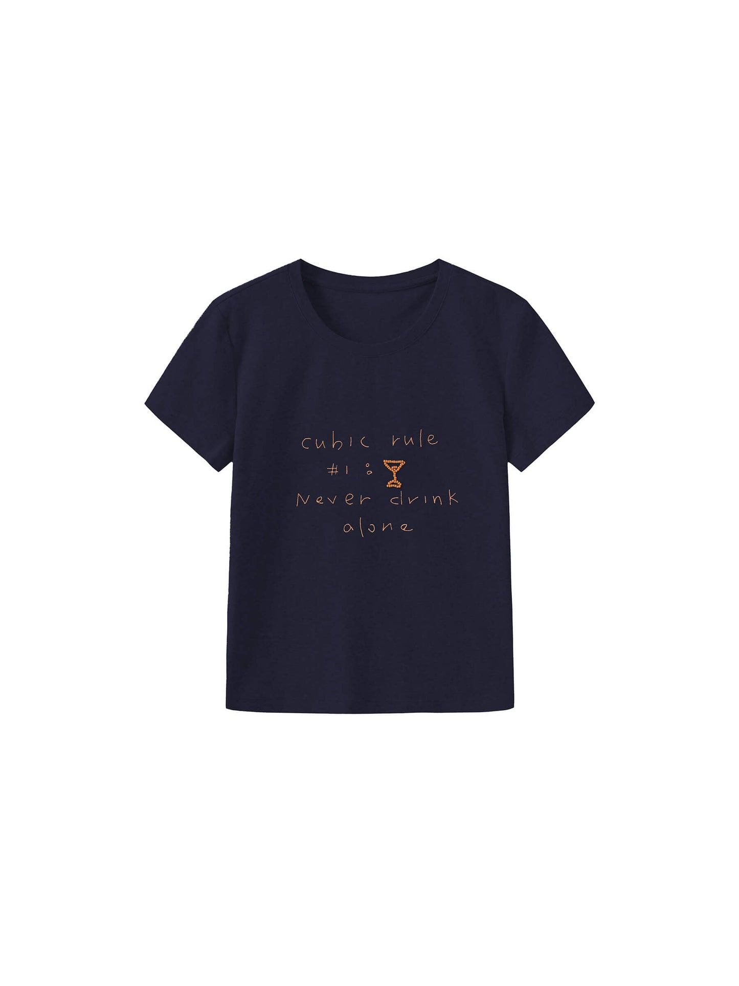 Cropped Letter Embroidered T-shirt