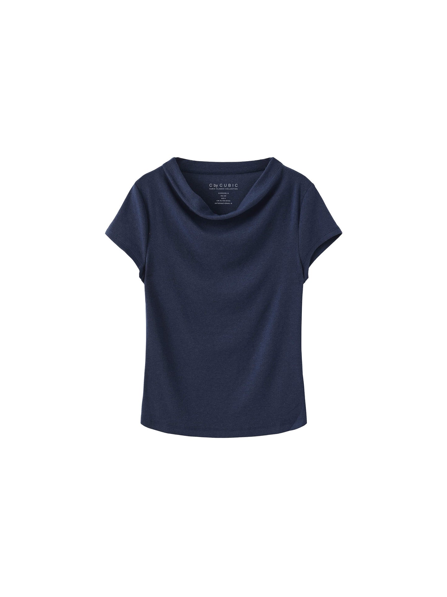 C BY CUBIC Draped Neck Short-Sleeve T-Shirt