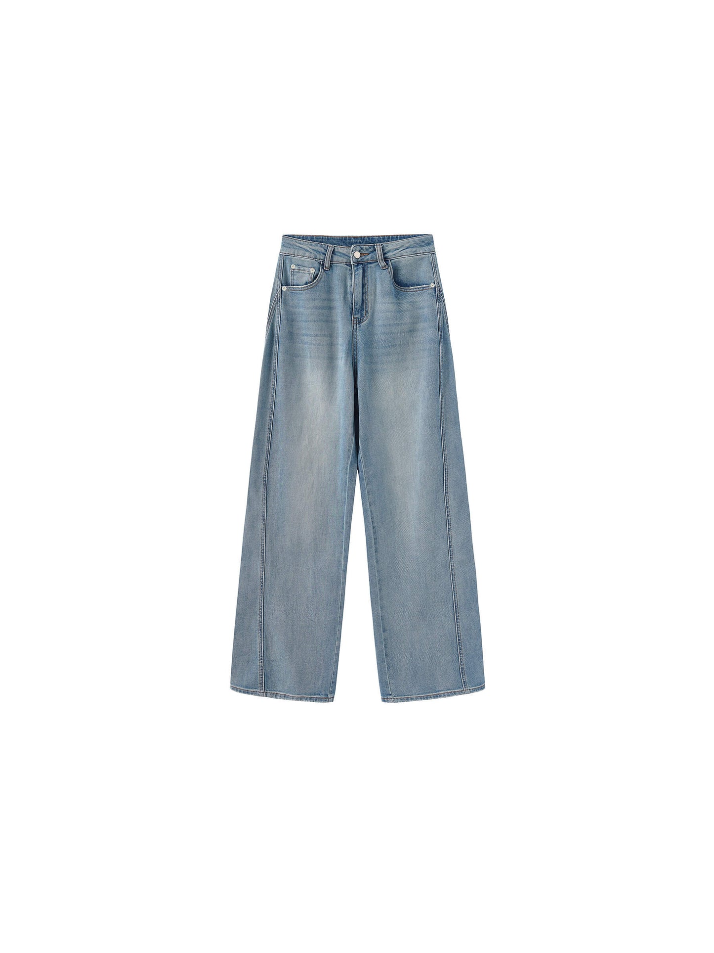 High-Waisted Wide-Leg Straight Jeans