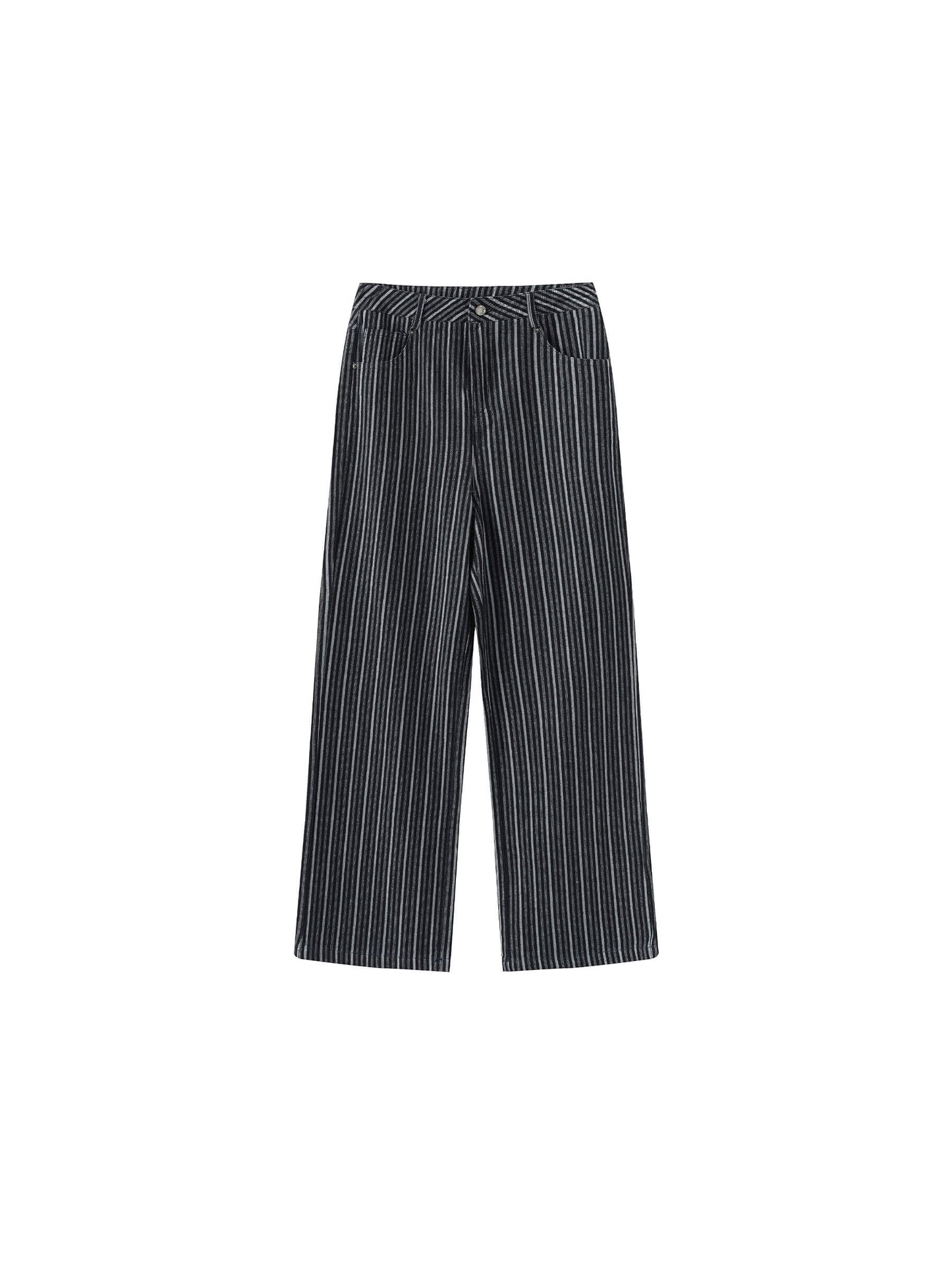 Pinstriped Wide Leg Cropped Jeans