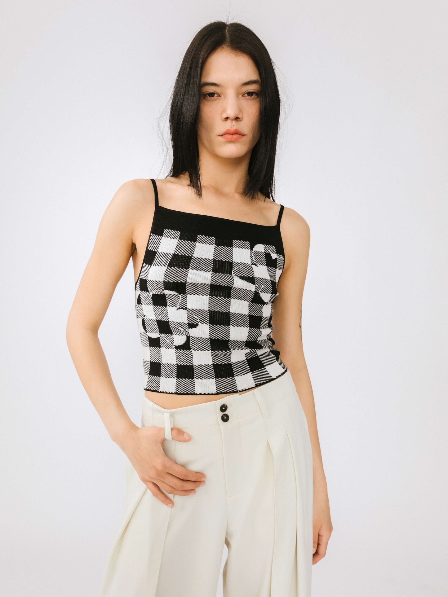 Checkered Knit Camisole top