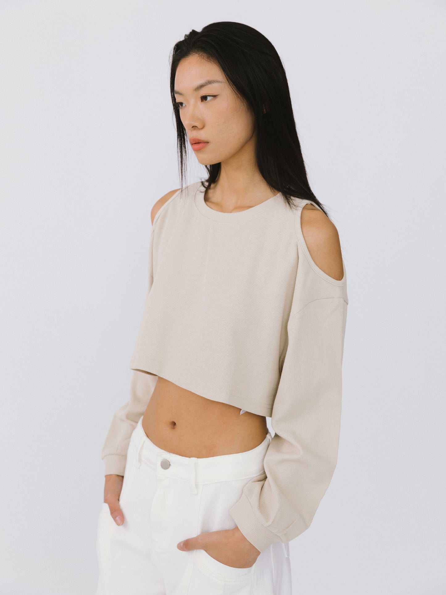 Shoulder Cut Out Crop Top
