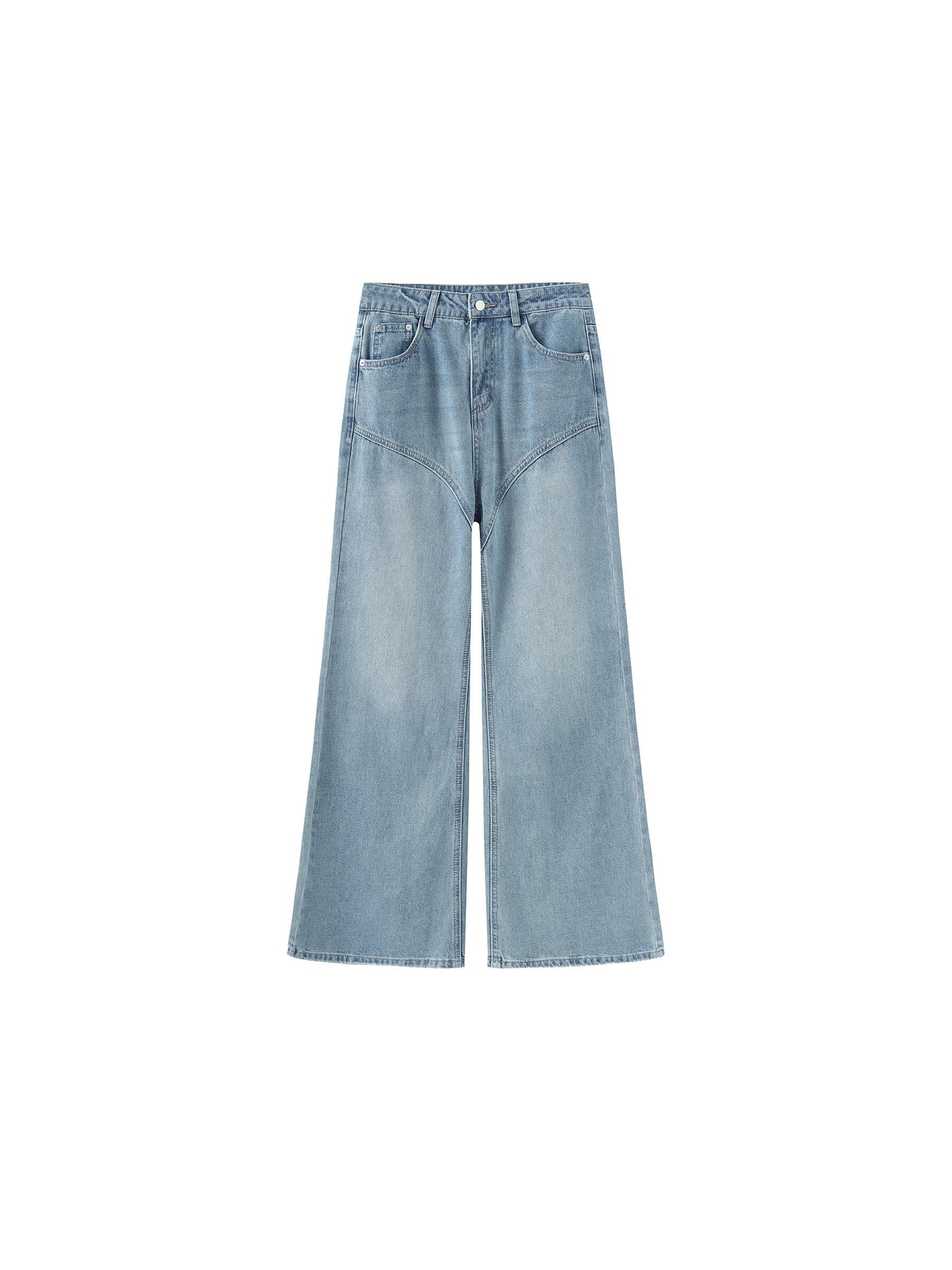 Wide Leg Curved Panel Jeans