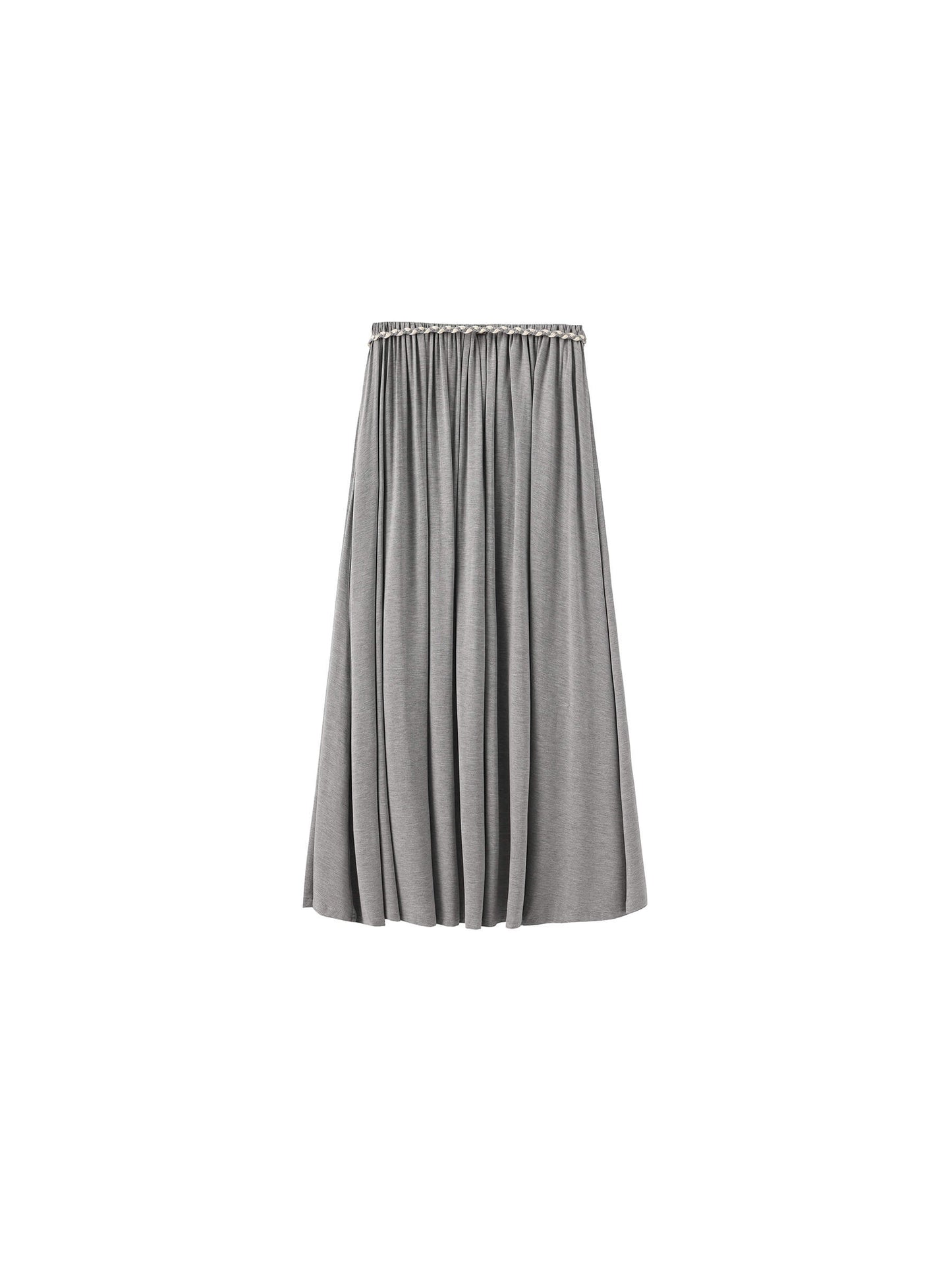 Pleated Hand-Braided High-Stretch Maxi Skirt