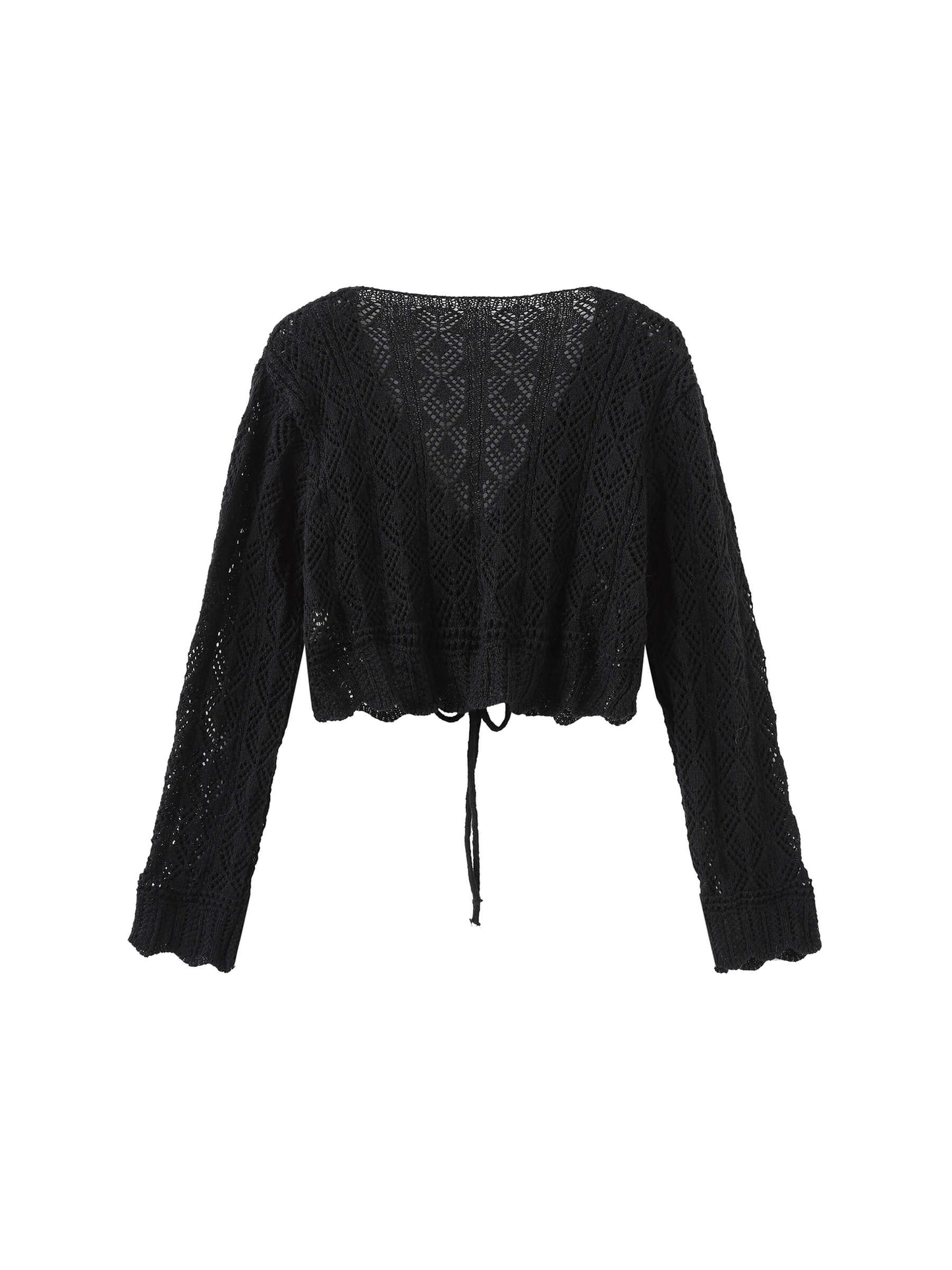 Thin Knit V-Neck Drawstring Top
