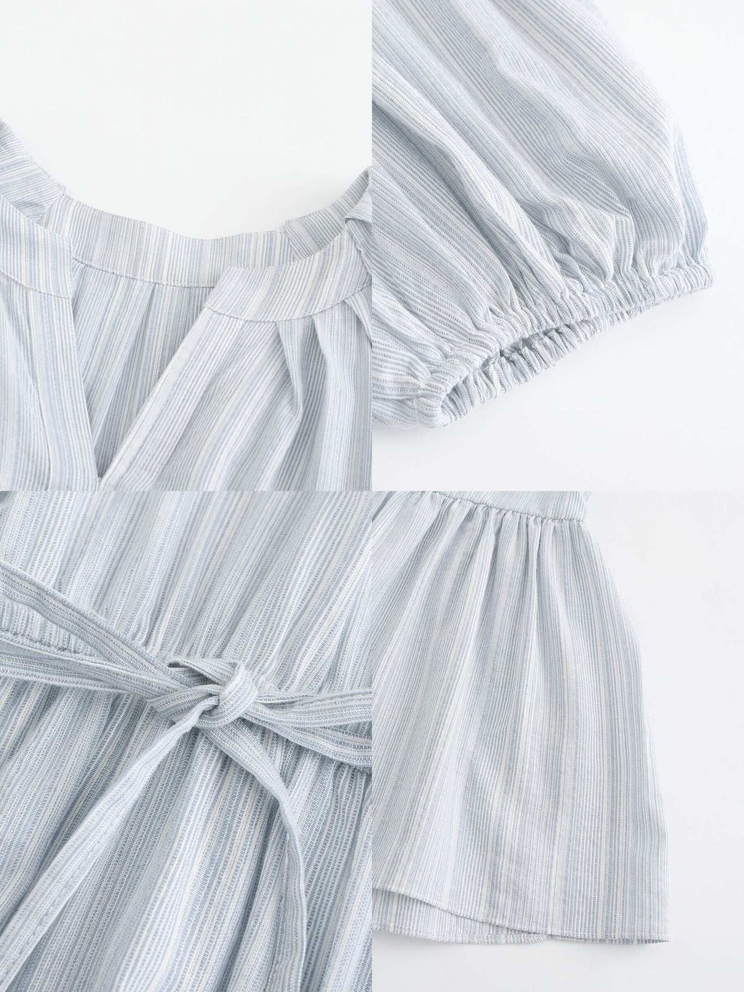 Puff Sleeve V-Neck Tiered Dress