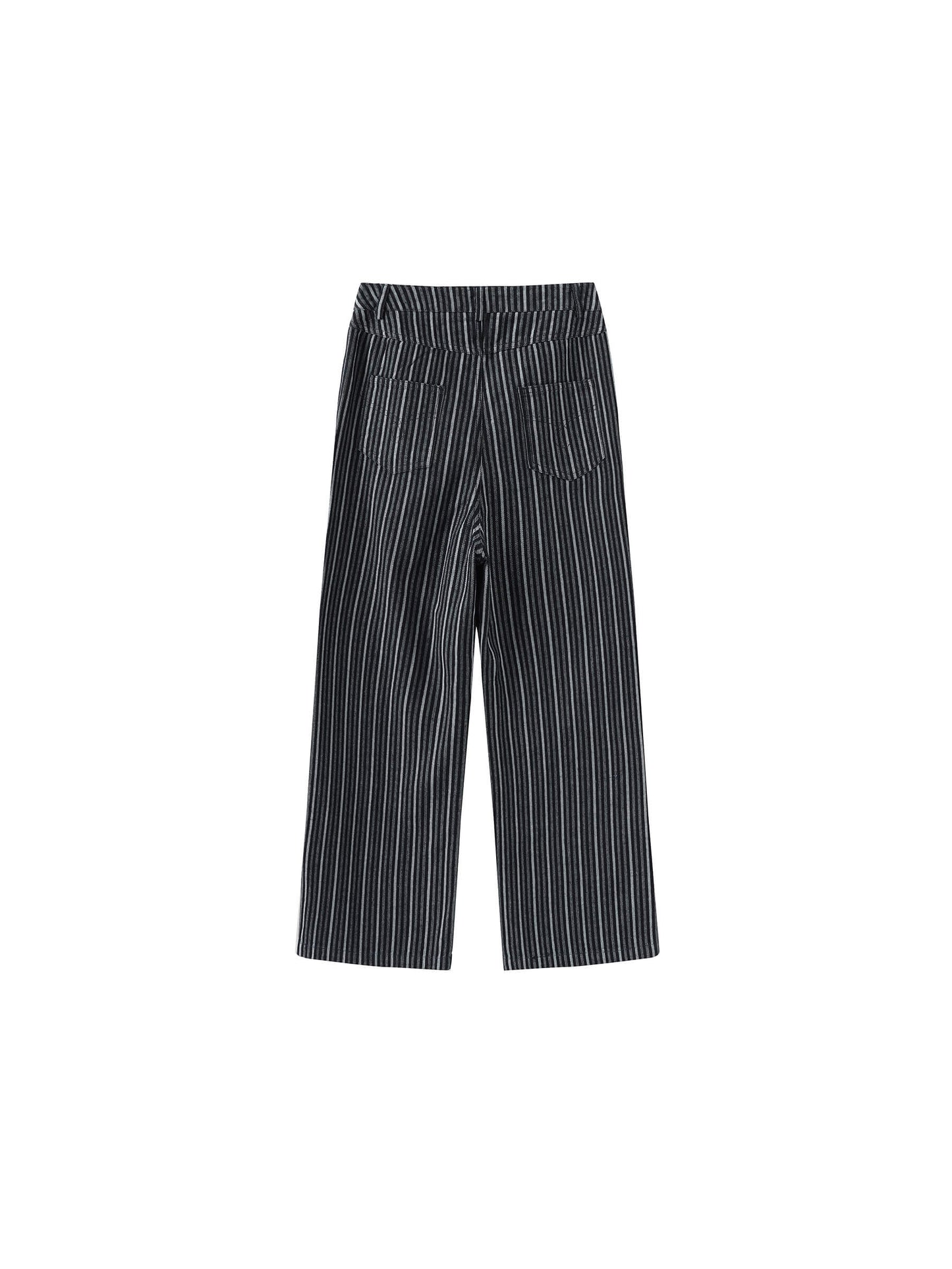 Pinstriped Wide Leg Cropped Jeans