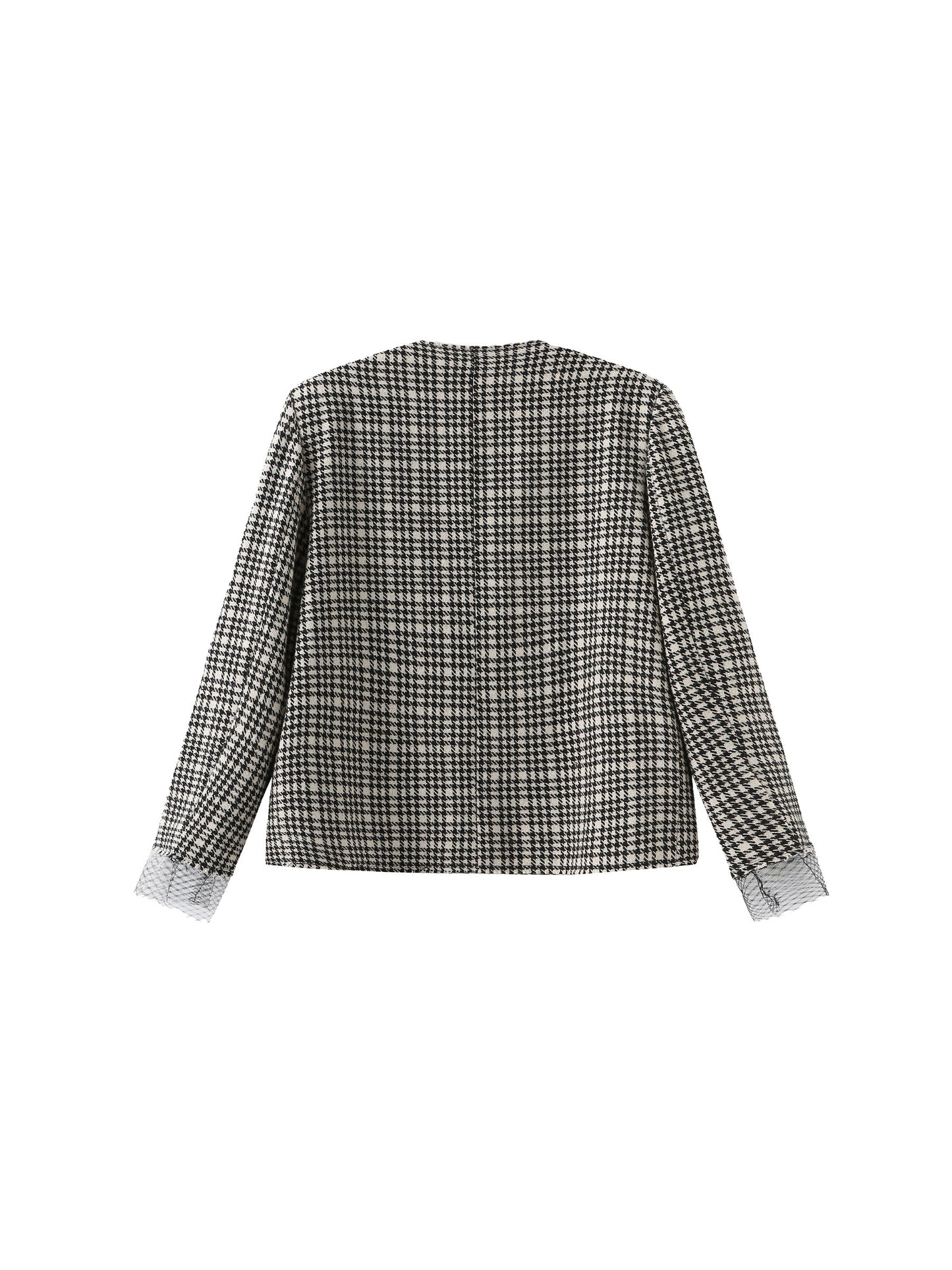 Round Neck Tartan Jacket